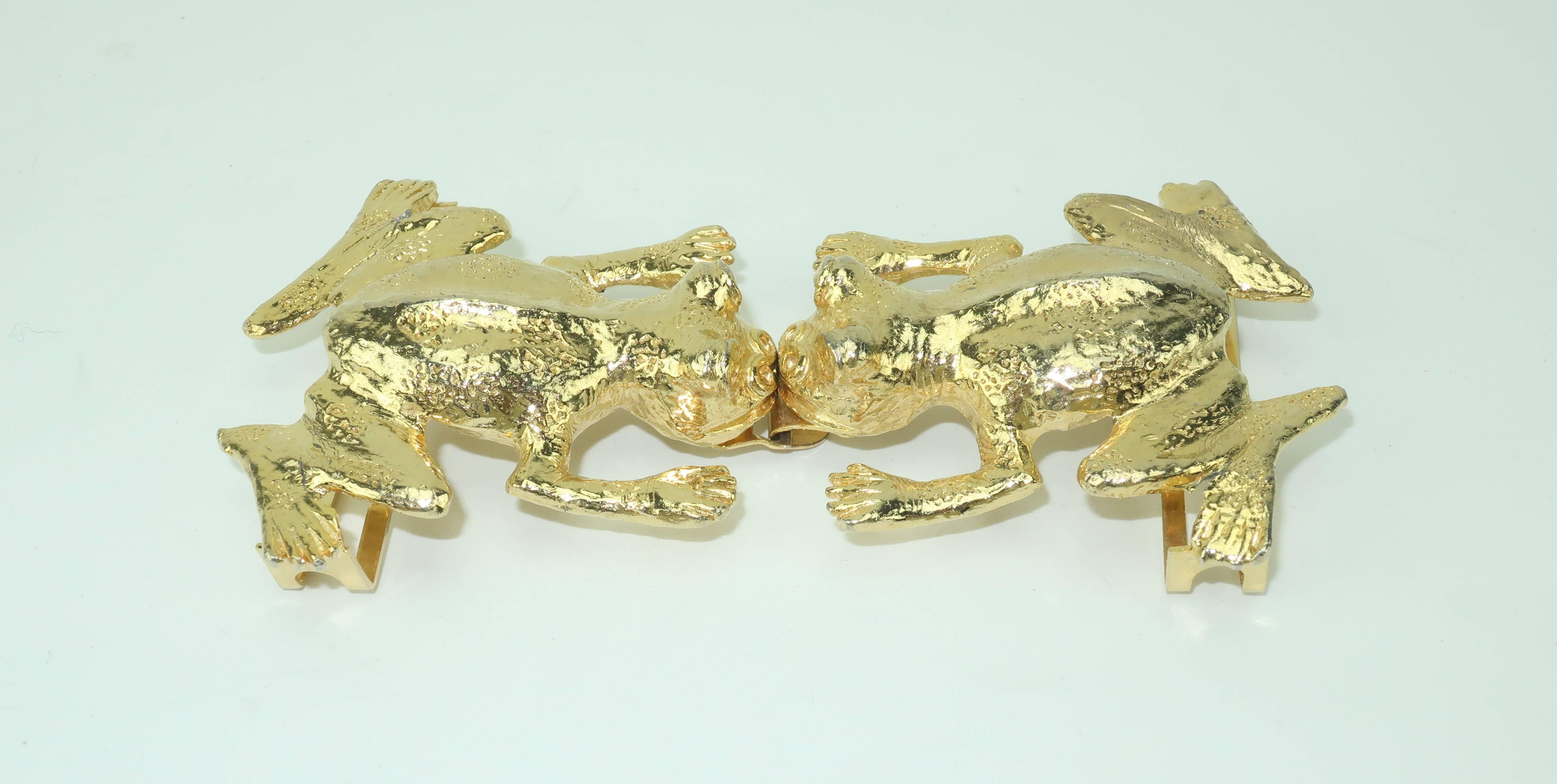 1970’s Kissing Frog Buckles With Blue Belt 2