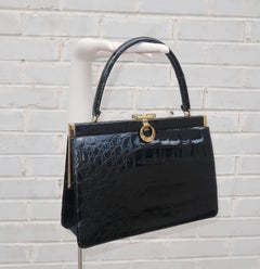 Classic 1950’s Bellestone Black Alligator Handbag