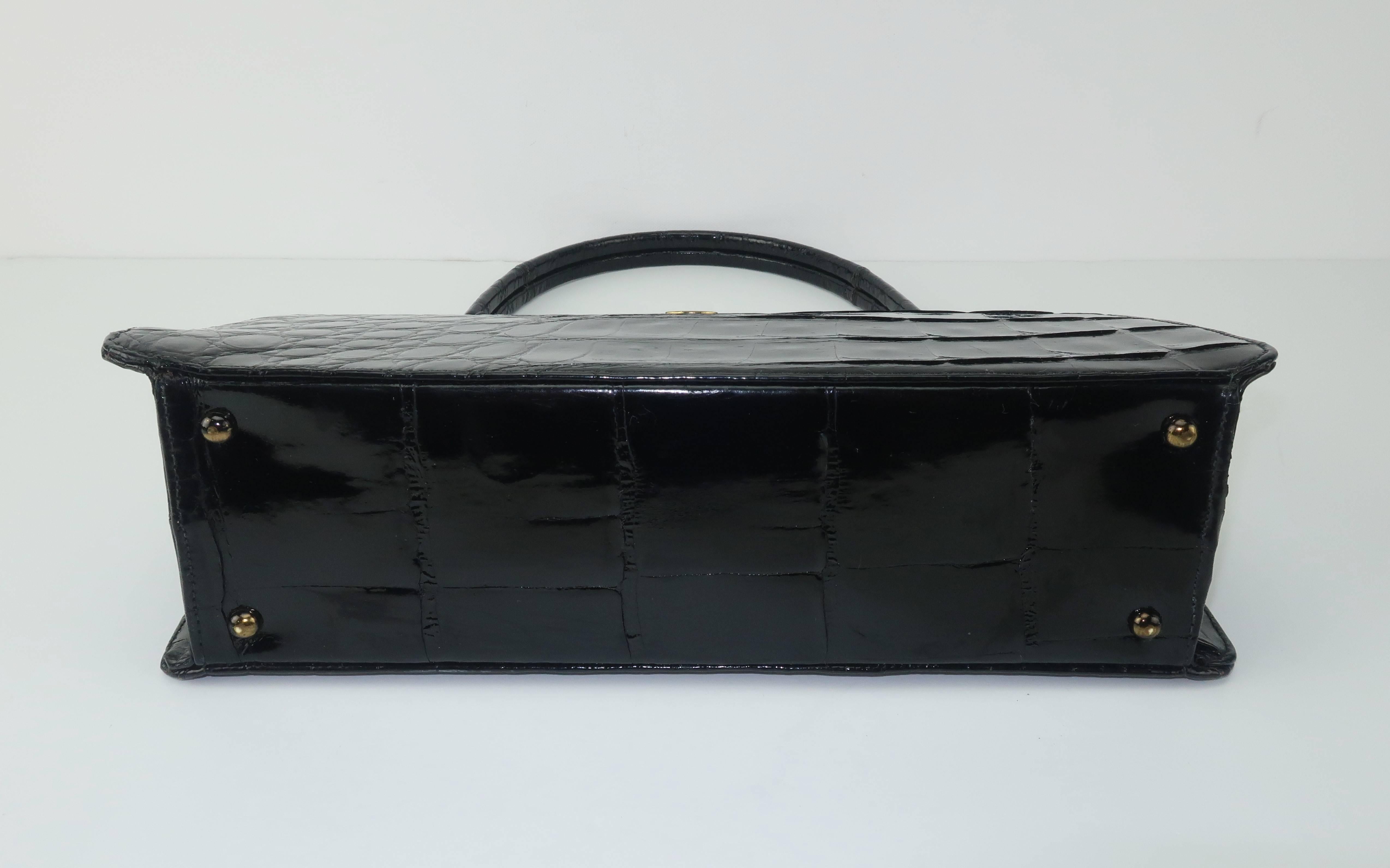 Classic 1950’s Bellestone Black Alligator Handbag 5