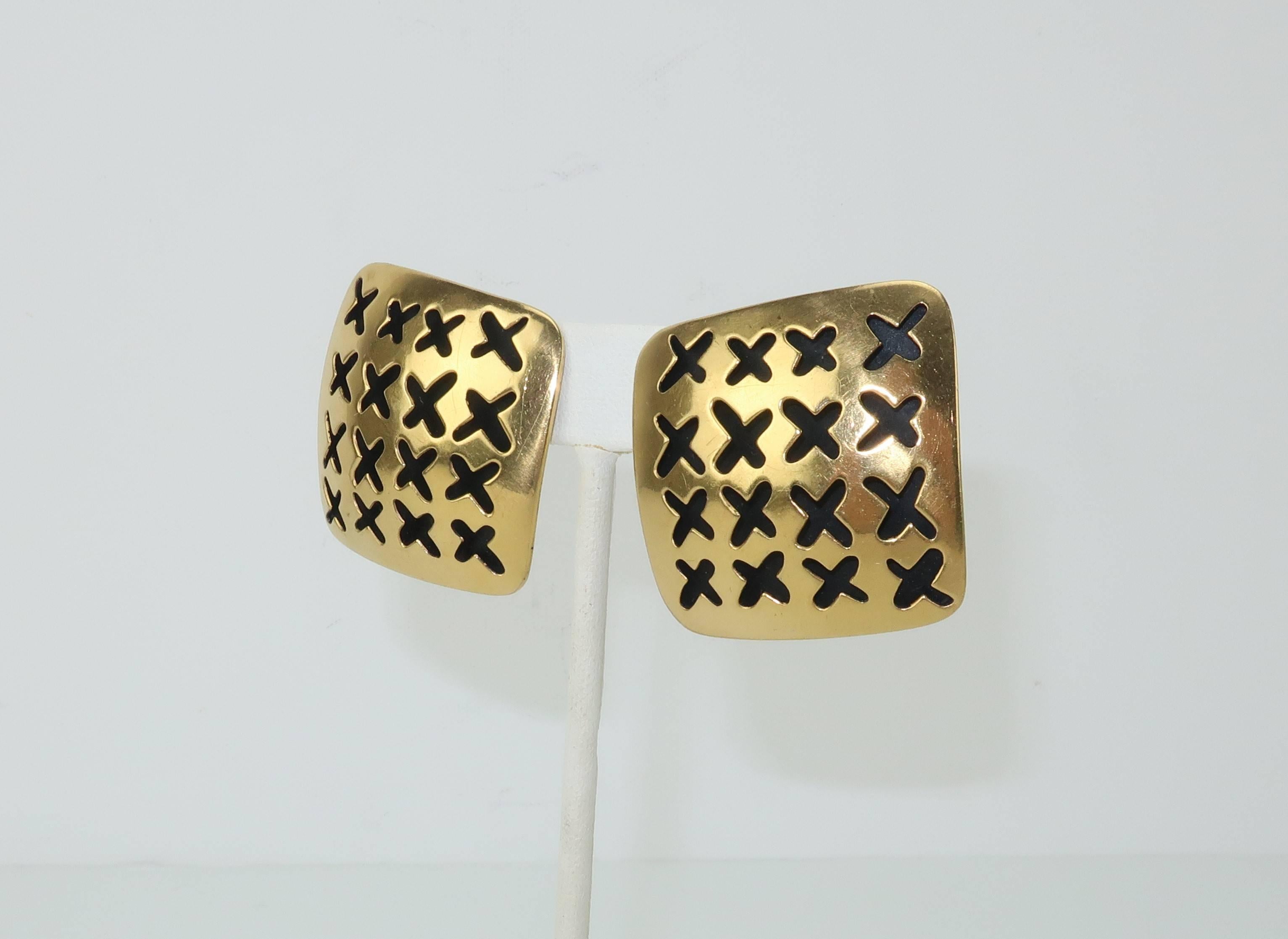 Women's Vaubel Stylized Gold Vermeil Perforated 'X' Earrings