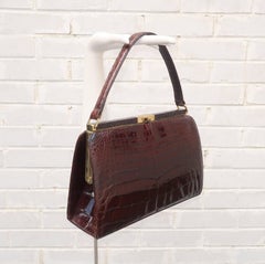 Classic 1950’s Bellestone Brown Alligator Handbag