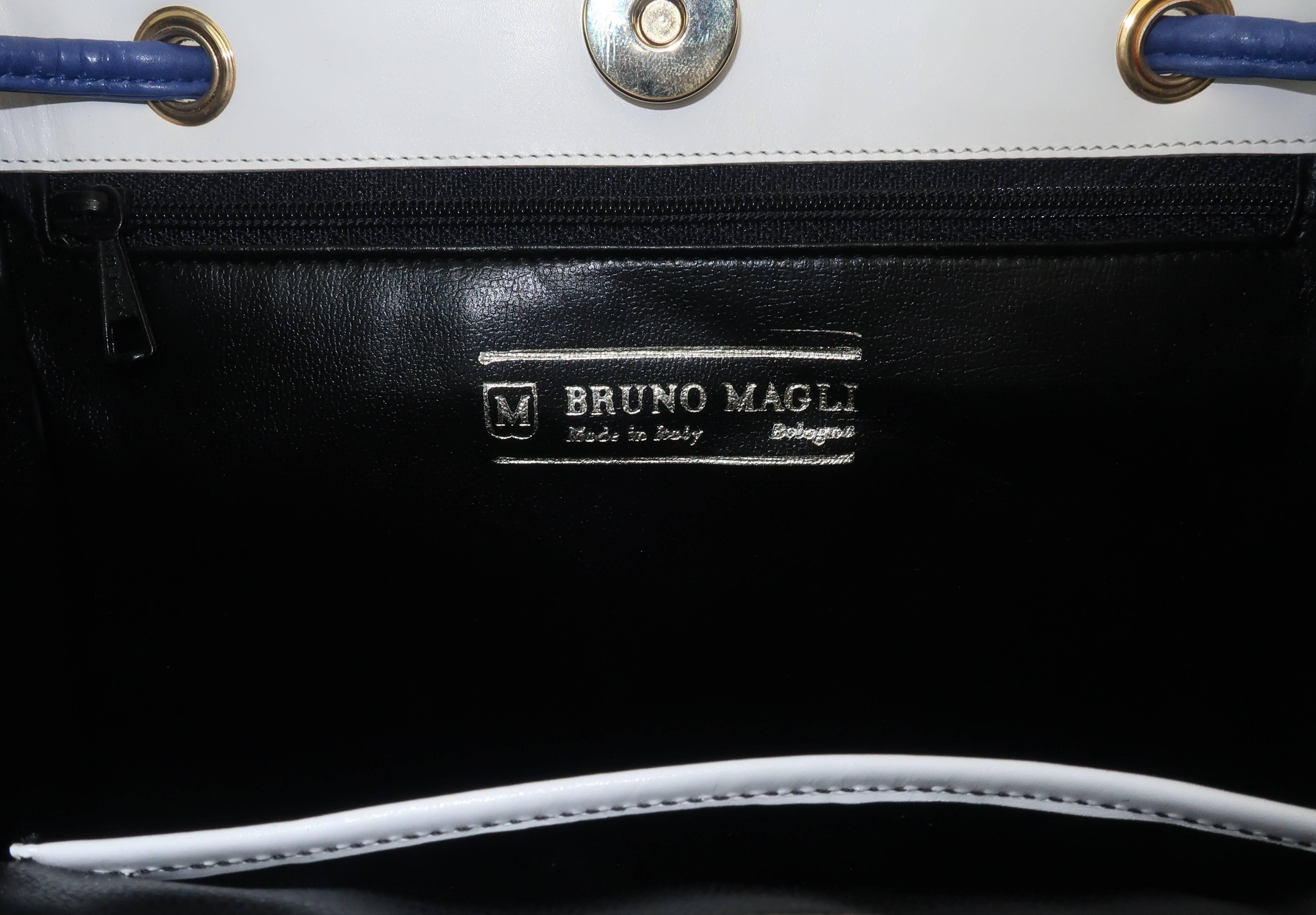 1980's Bruno Magli Bright Color Block Leather Handbag 6