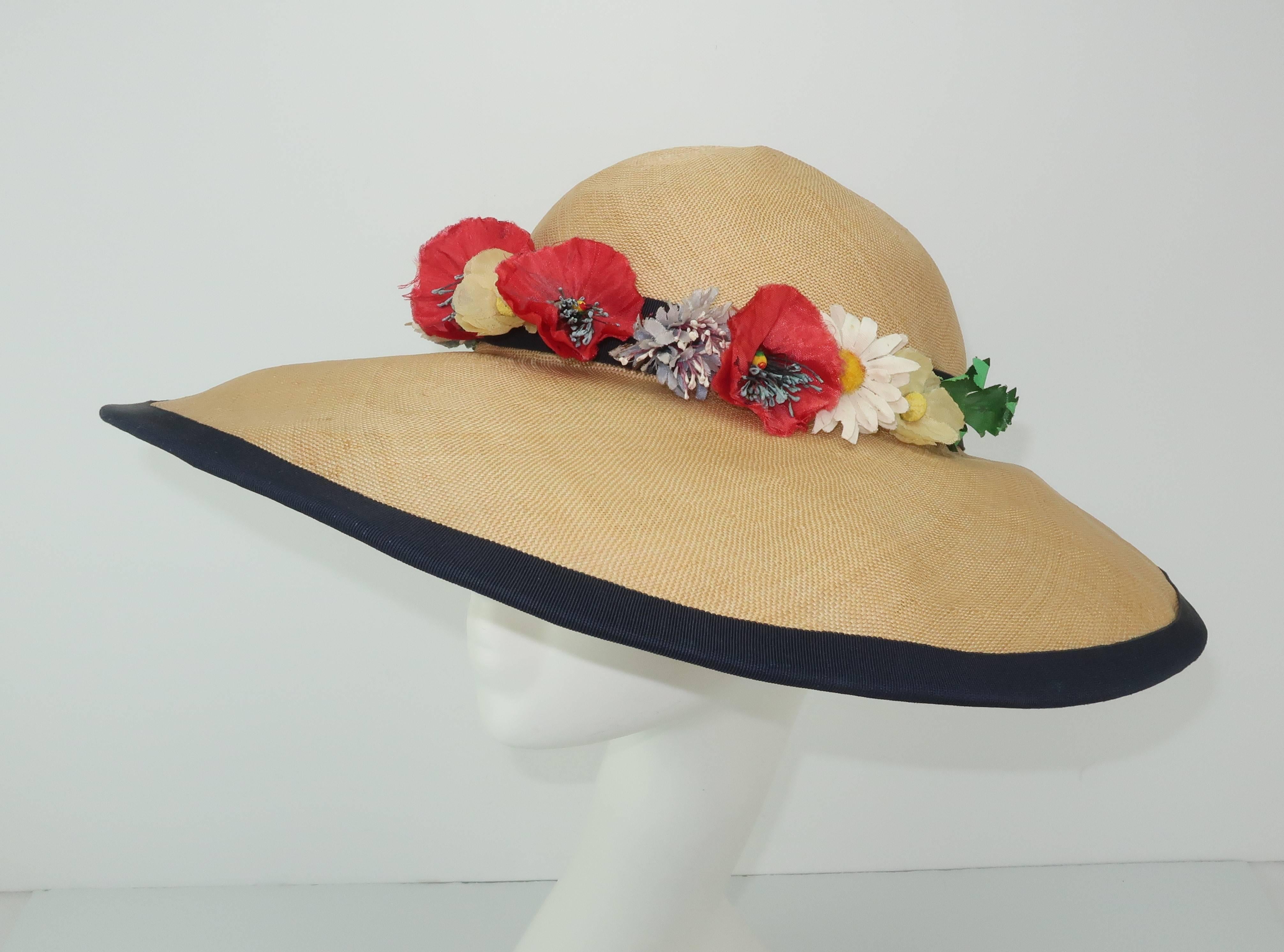 Women's C.1950 Christine Original Straw Garden Party Wide Brimmed Hat