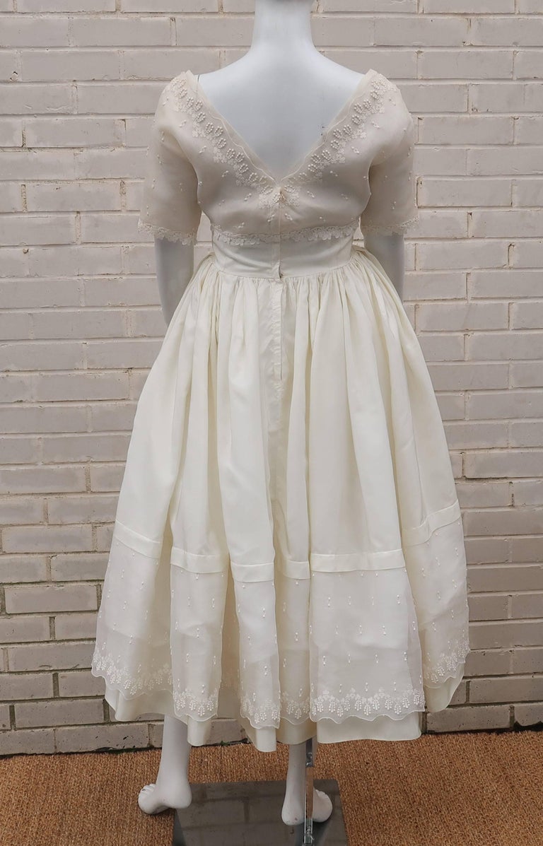 1950's Priscilla of Boston Silk Satin and Organza Wedding ...