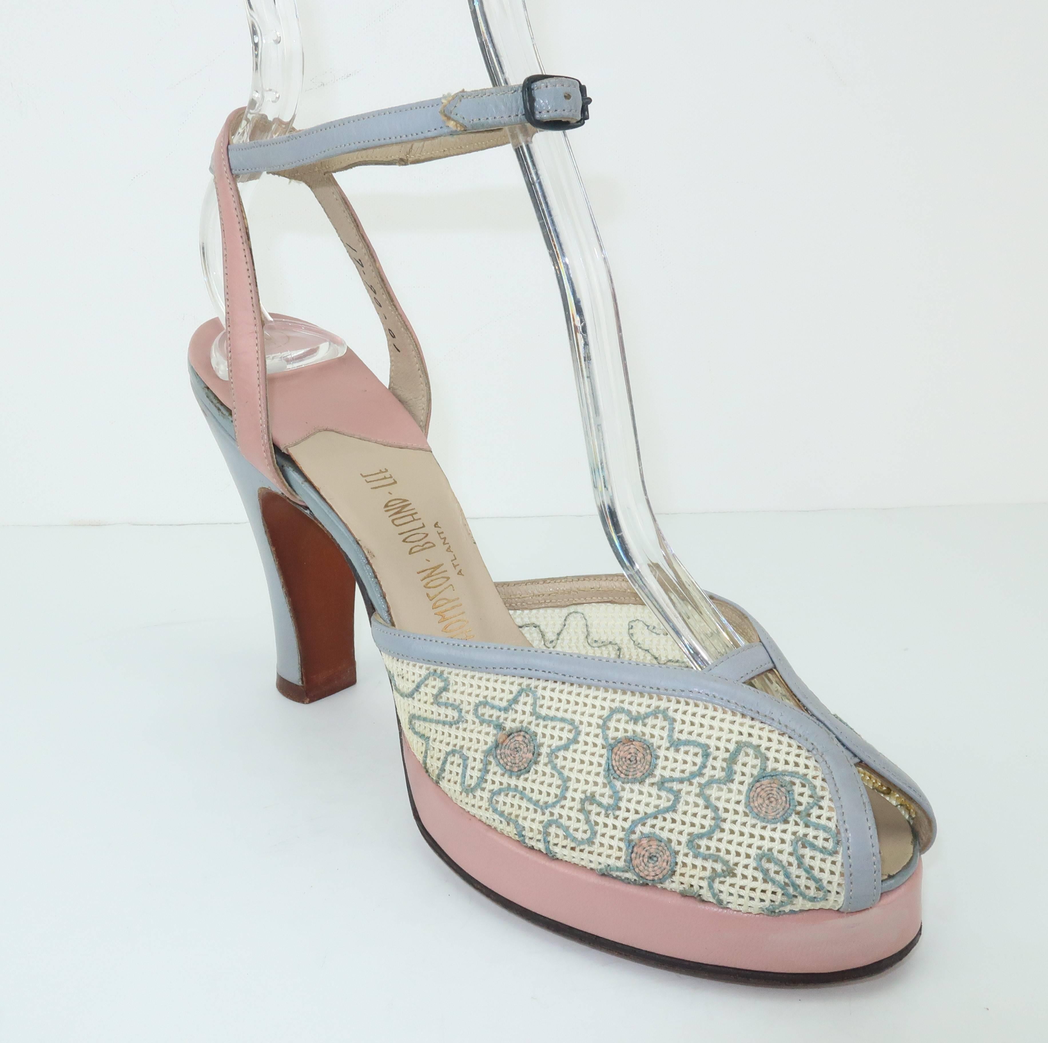 1940’s James Kean ‘Urbanites’ Platform Peep Toe Shoes Sz 5N 1