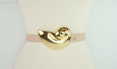 Vintage Alexis Kirk Brown Snakeskin Adjustable Belt w/ Gold Tone Big Buck 1980s Vintage Alexis Kirk Gold & Silver Tone Statement Belt: Faux  main image 3