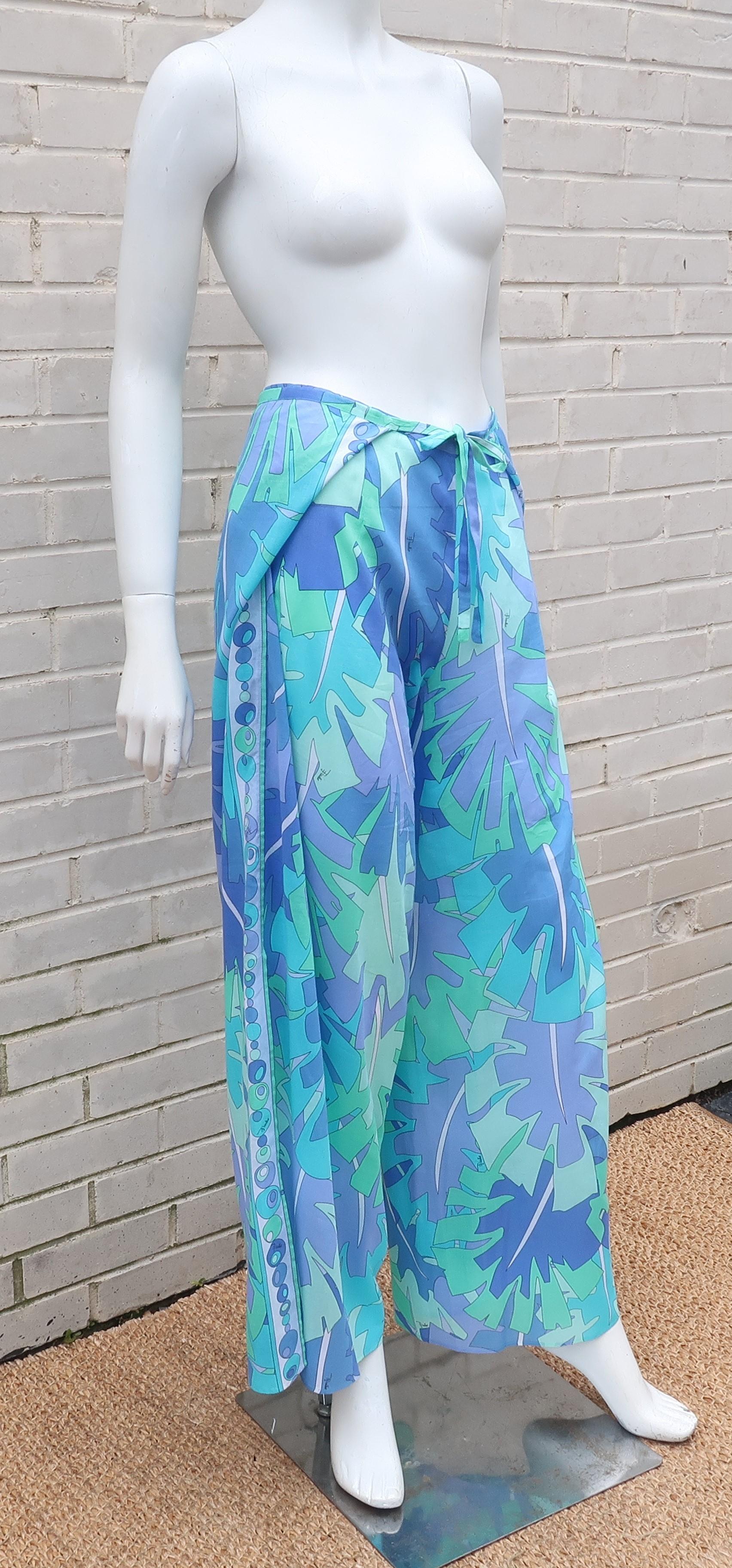 Pucci Psychedelic Print Wrap Cover Up Lounge Pants In Excellent Condition In Atlanta, GA