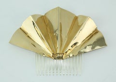 Sculptural 1970’s Lee Menichetti Brass Fan Hair Ornament