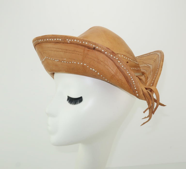 Vintage Traditional Brazilian Leather Cowboy Hat at 1stDibs | brazilian