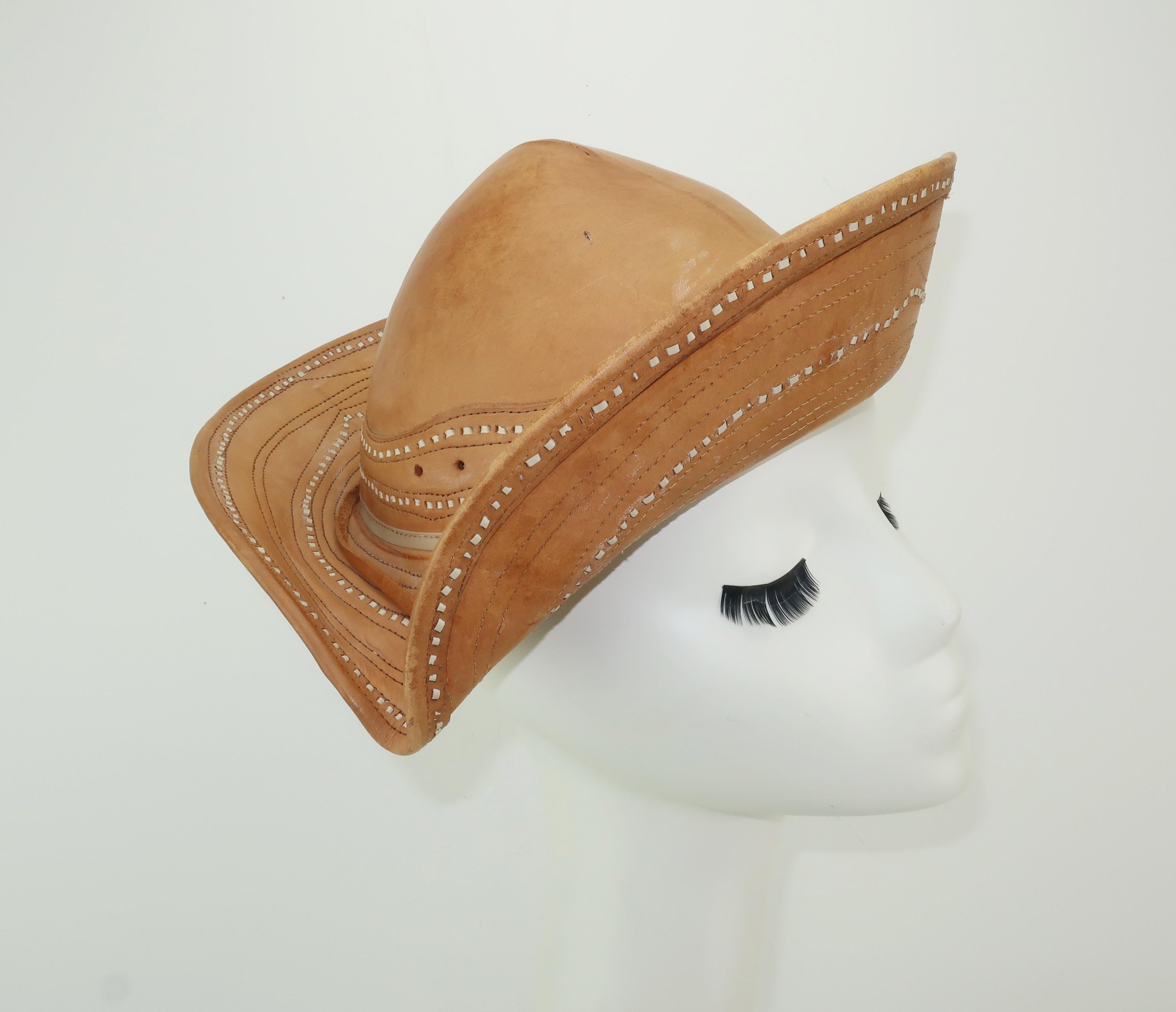 Gray Vintage Traditional Brazilian Leather Cowboy Hat