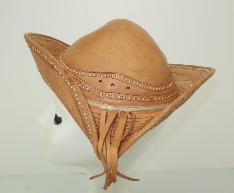 Vintage Traditional Brazilian Leather Cowboy Hat at 1stDibs | brazilian