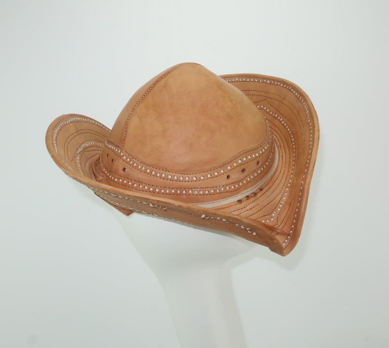 Vintage Traditional Brazilian Leather Cowboy Hat at 1stDibs  display picture 1