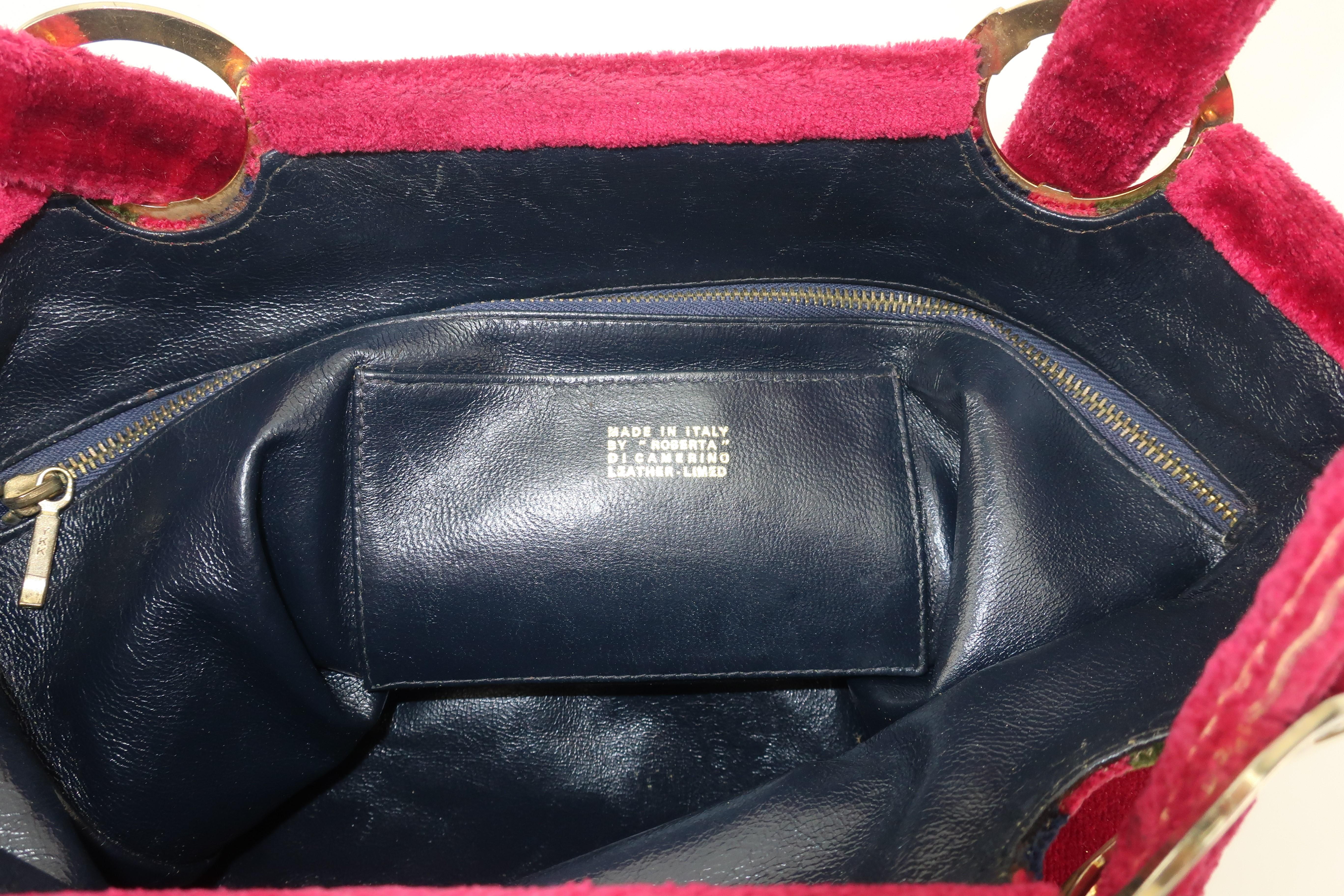 1960's Roberta Di Camerino Velvet Convertible Strap Logo Handbag 3