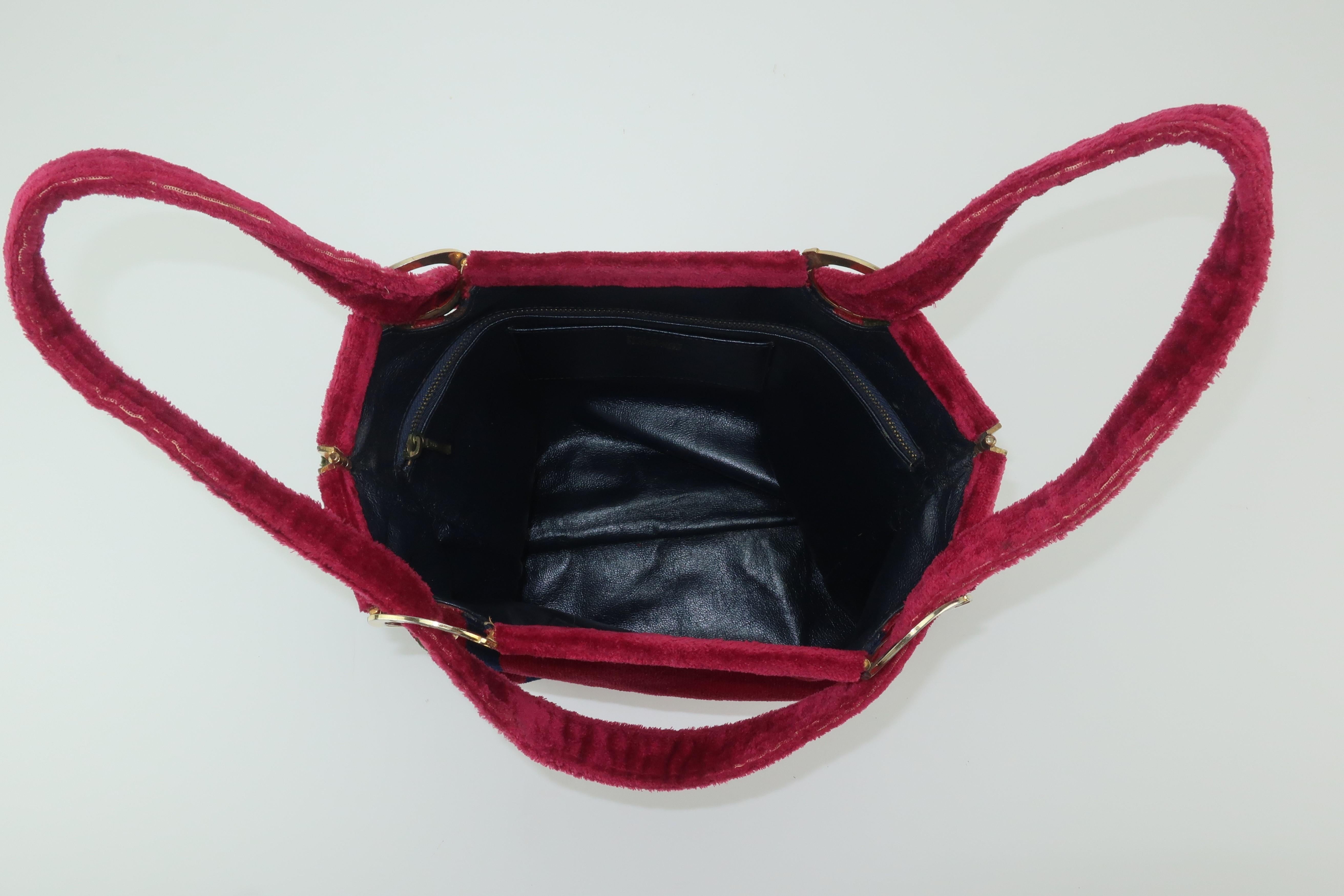 1960's Roberta Di Camerino Velvet Convertible Strap Logo Handbag 2