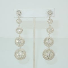 Vintage Silver Filigree Graduated Orb Dangle Earrings