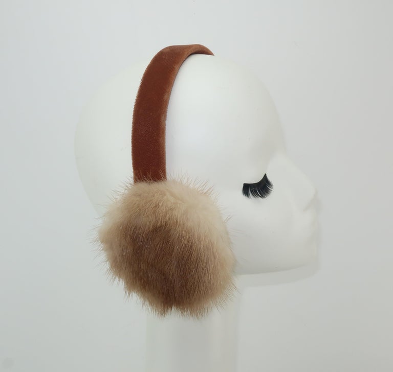 Blonde Mink Fur and Velvet Vintage Ear Muffs at 1stDibs