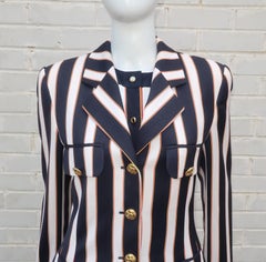 Escada Red White and Blue Equestrian Style Blouse With Jacket, 1990s