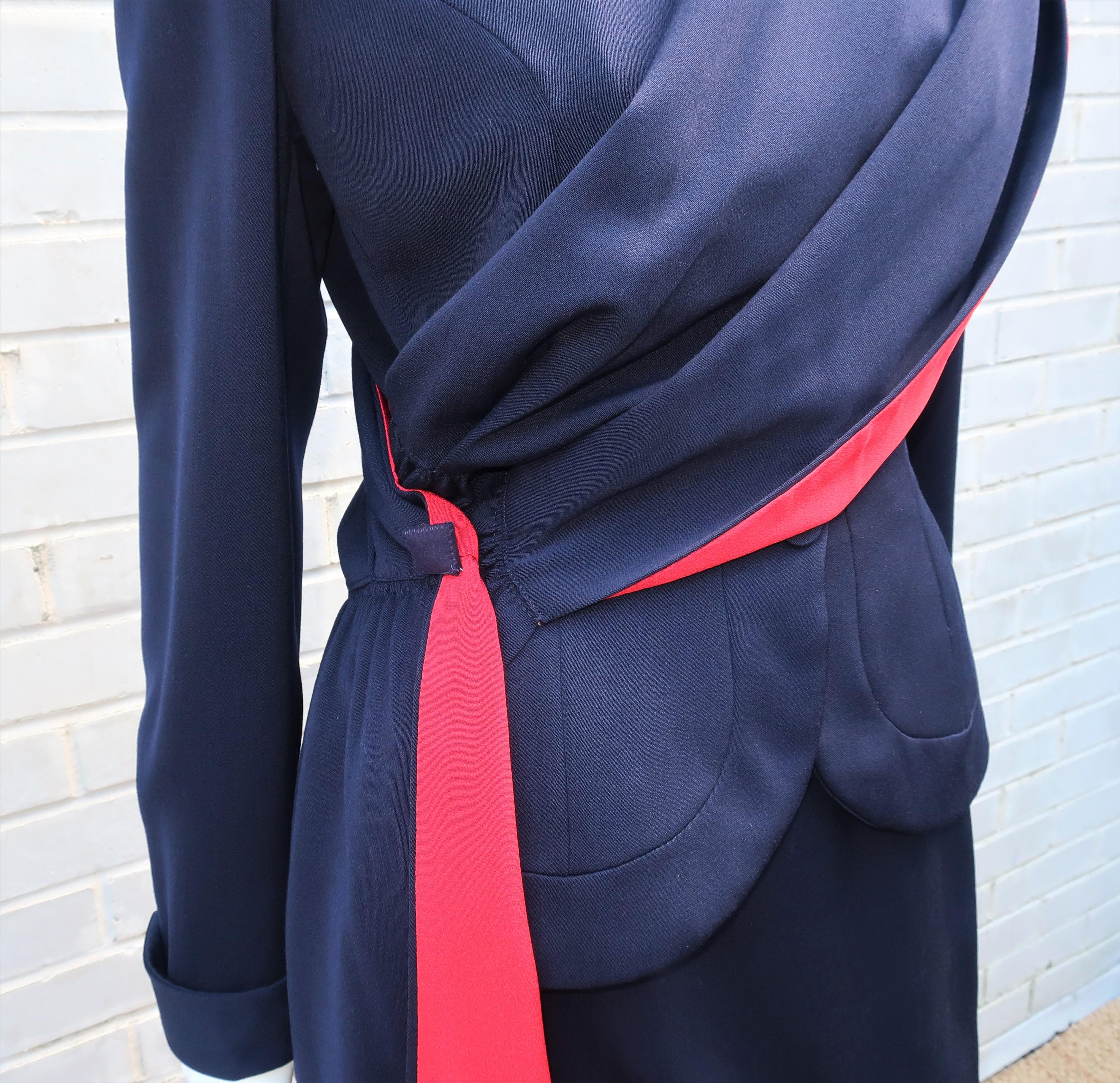 Dan Millstein Adaptation of Balenciaga Blue and Red Suit With Drape ...