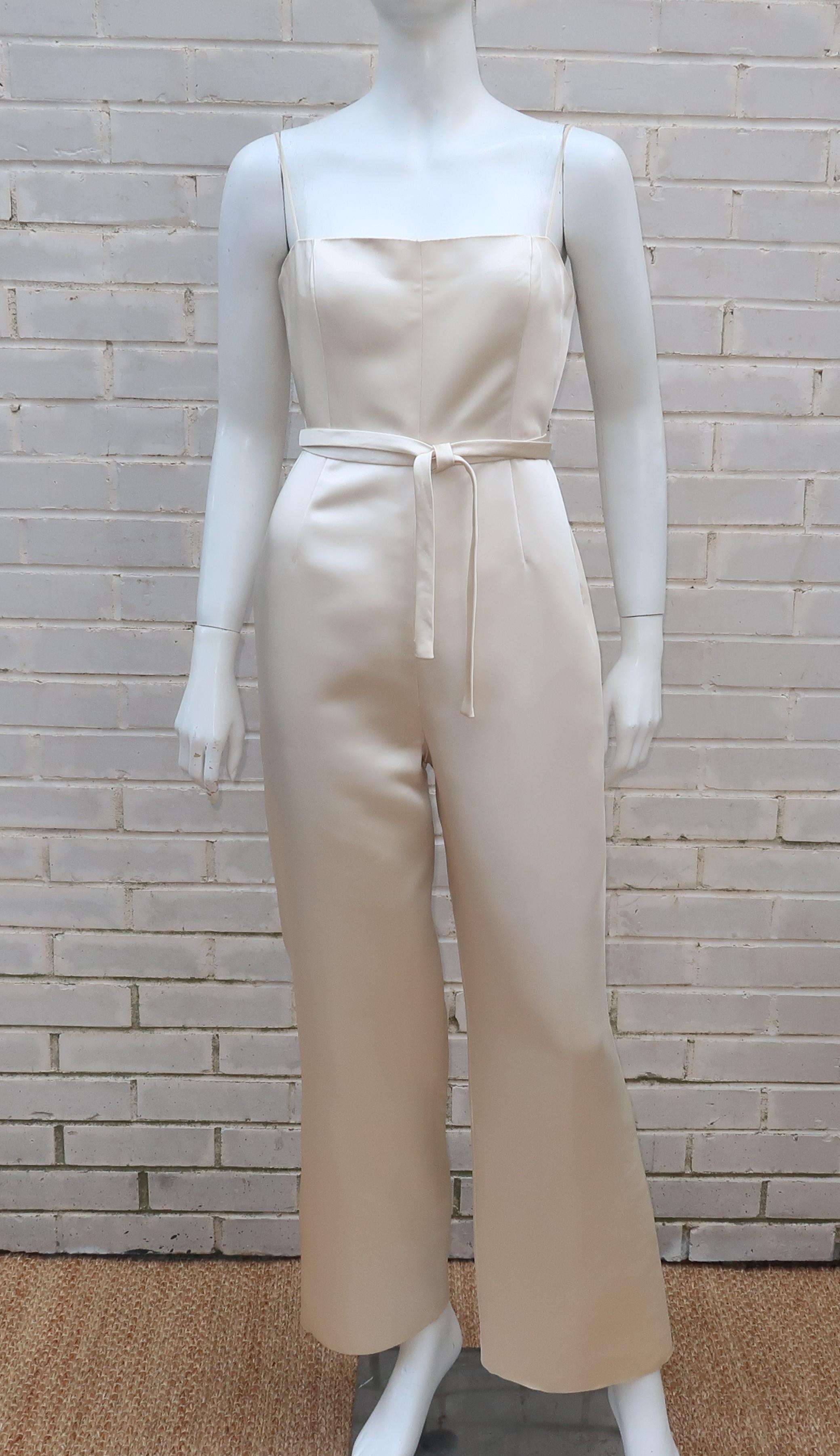 Women's Elinor Simmons for Malcolm Starr Satin Jumpsuit With Jacket, circa 1970