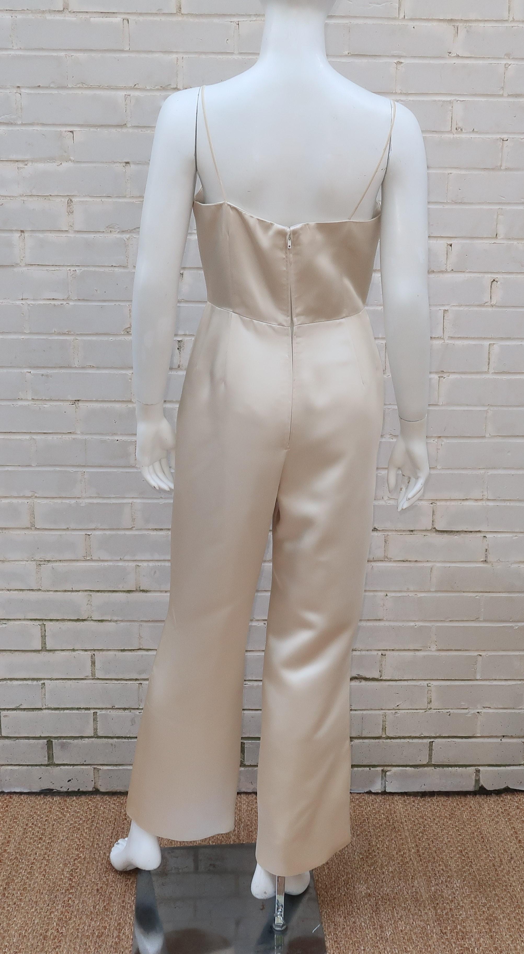 Elinor Simmons for Malcolm Starr Satin Jumpsuit With Jacket, circa 1970 3