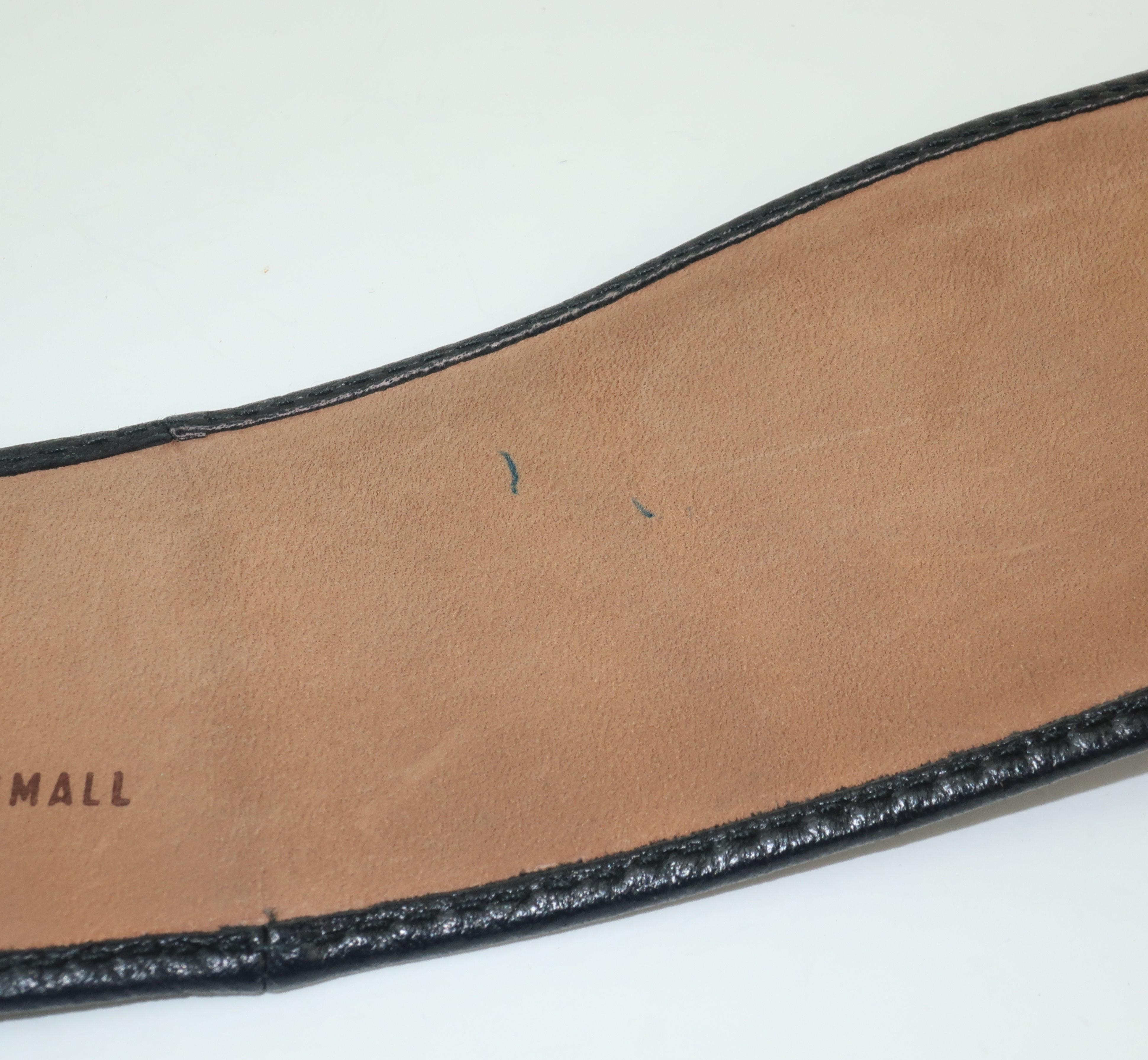 Robert Lee Morris for Donna Karan Gold Buckle Black Leather Belt 1