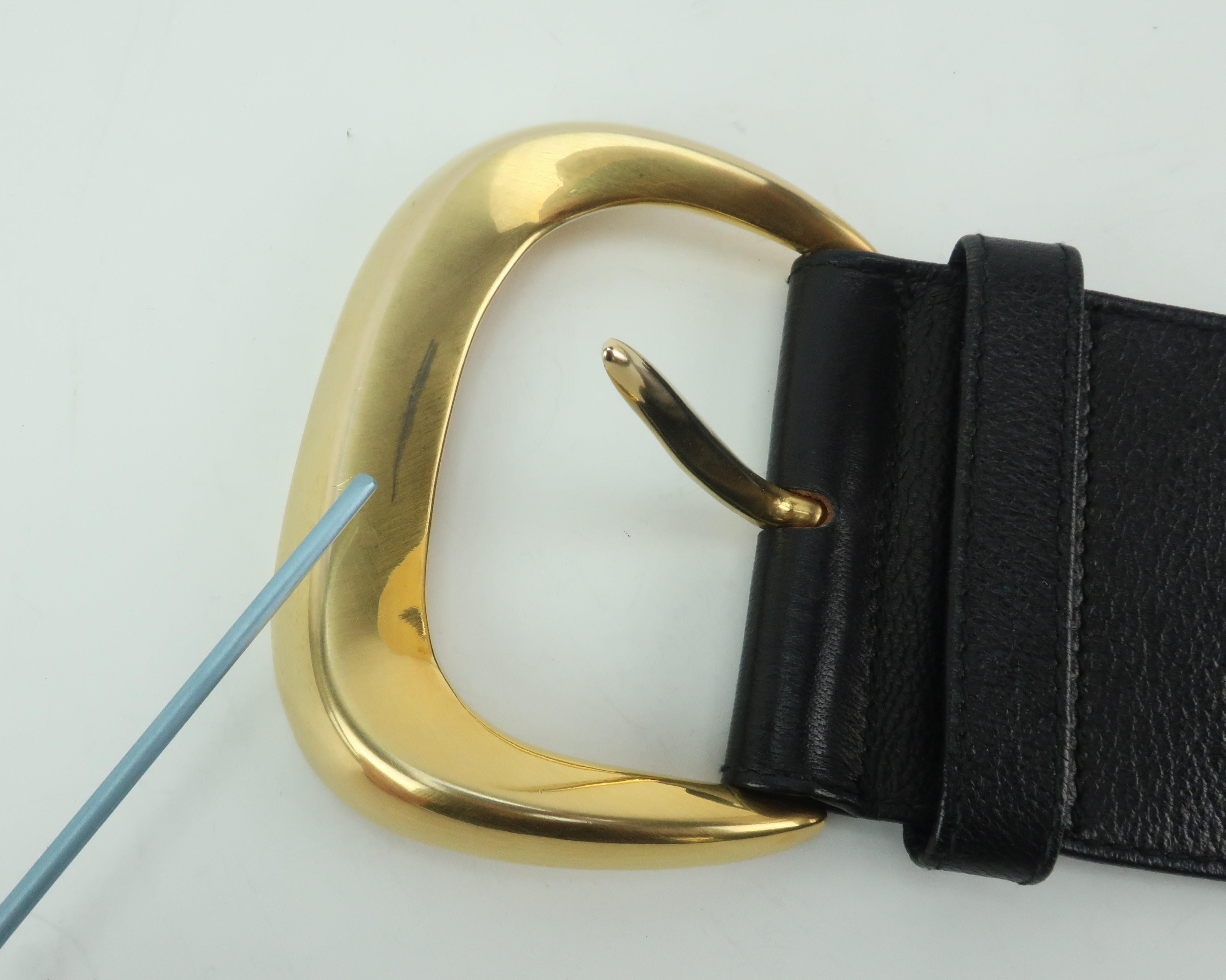 Robert Lee Morris for Donna Karan Gold Buckle Black Leather Belt 4