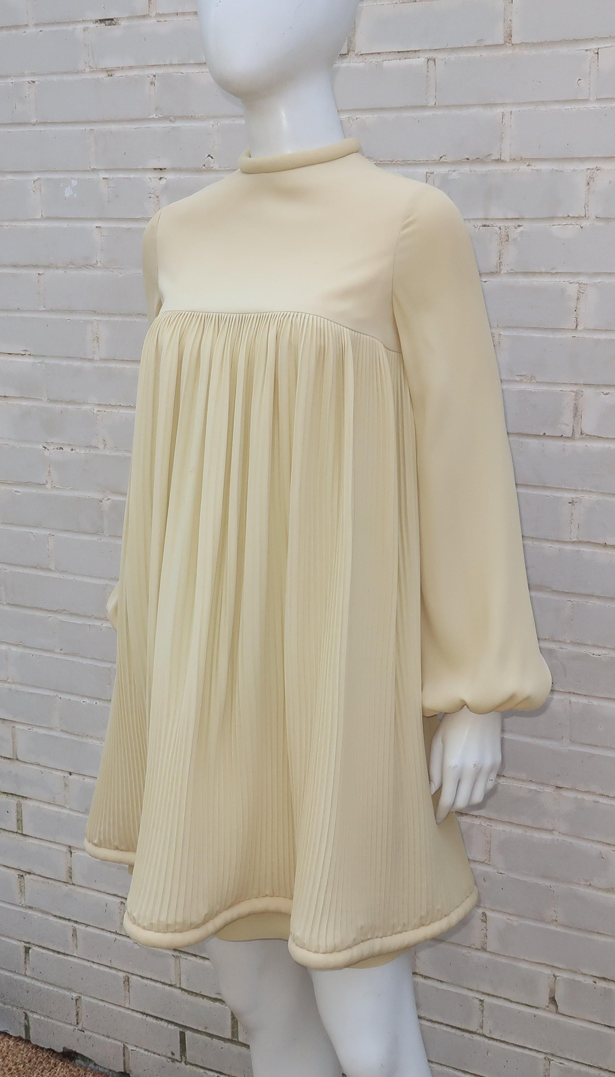 Pierre Cardin Micro Pleated Silk Trapeze Dress, 1960's 2