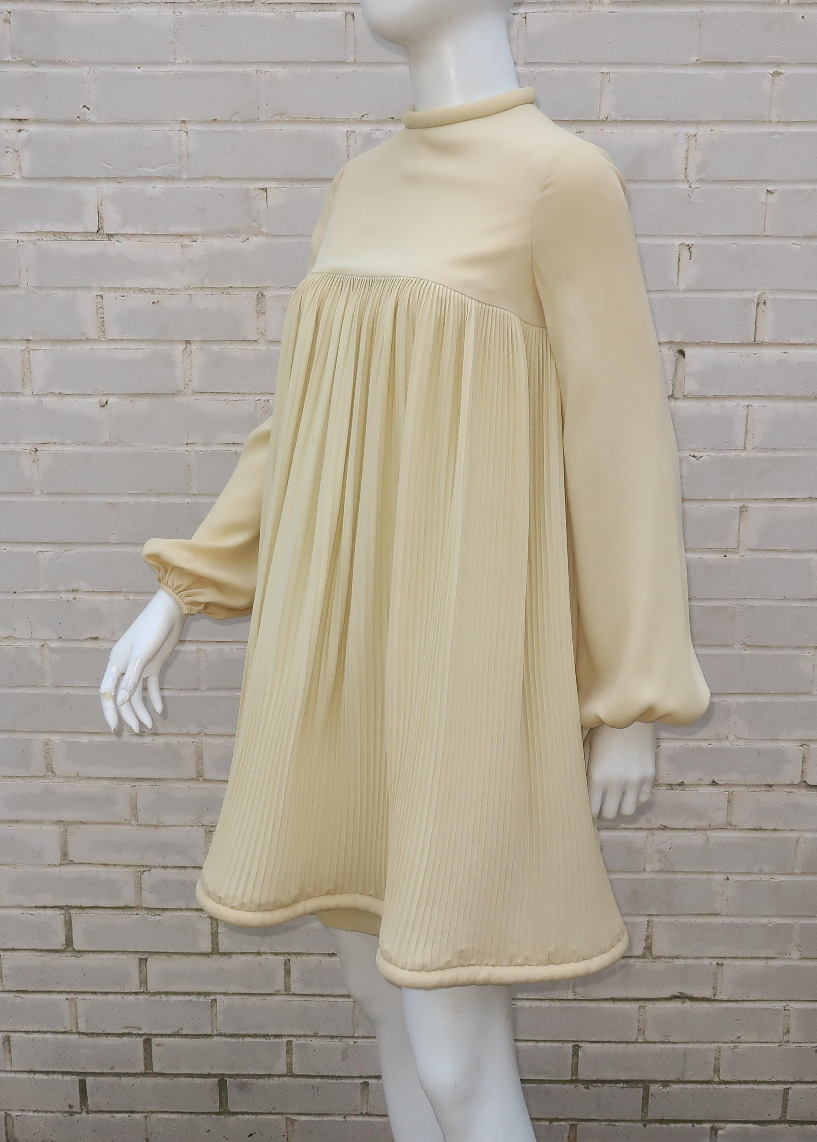 Pierre Cardin Micro Pleated Silk Trapeze Dress, 1960's 4