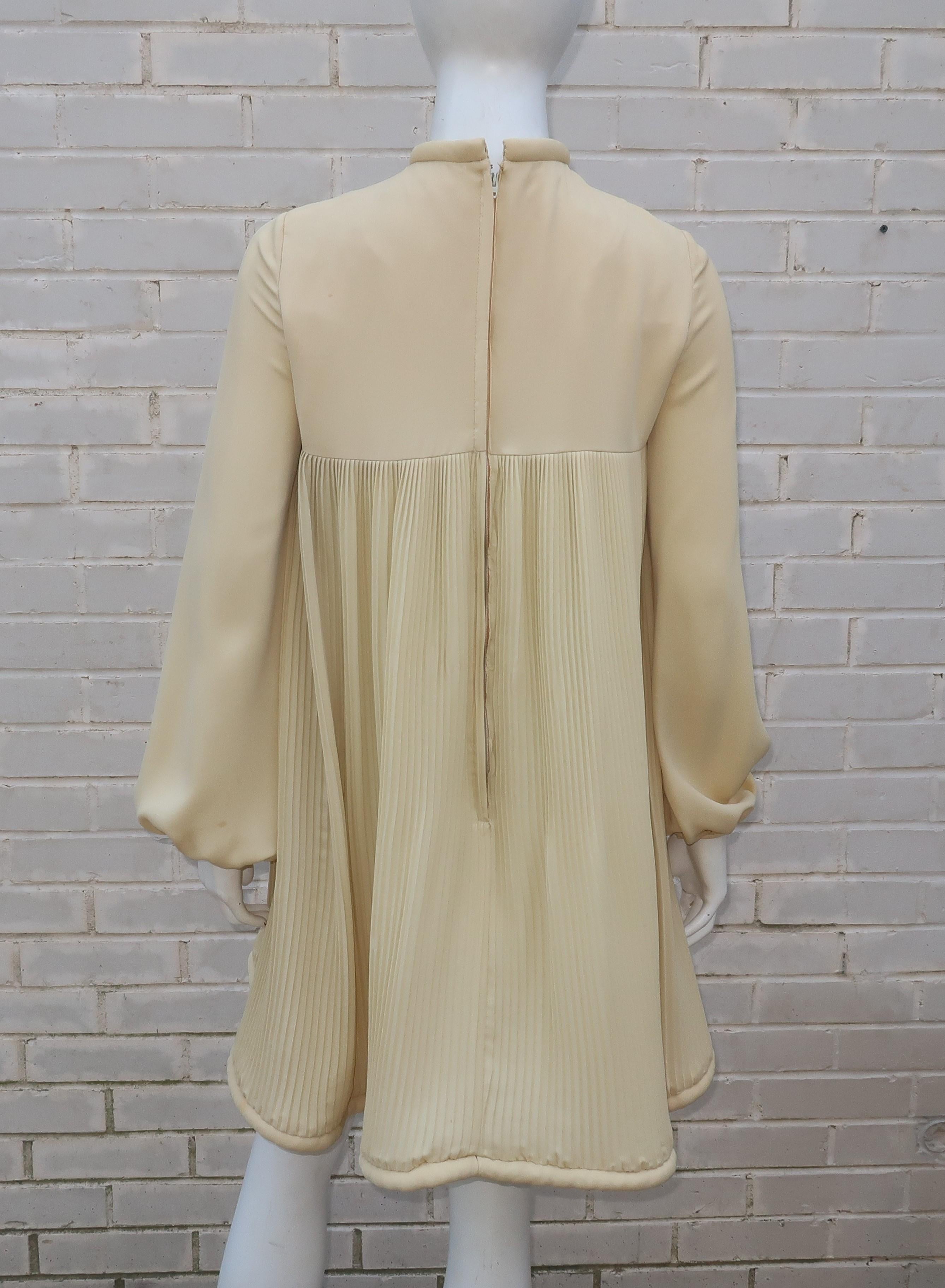 Pierre Cardin Micro Pleated Silk Trapeze Dress, 1960's 5