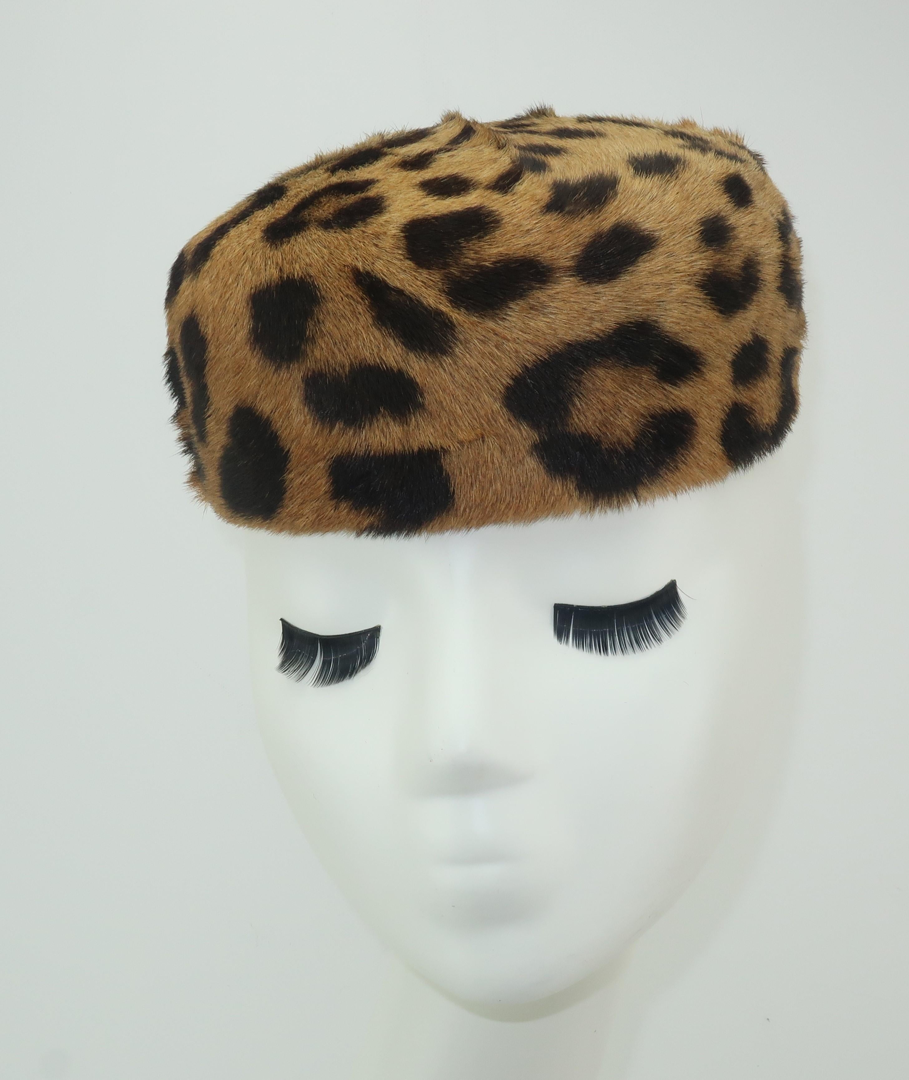 leopard pill box hat