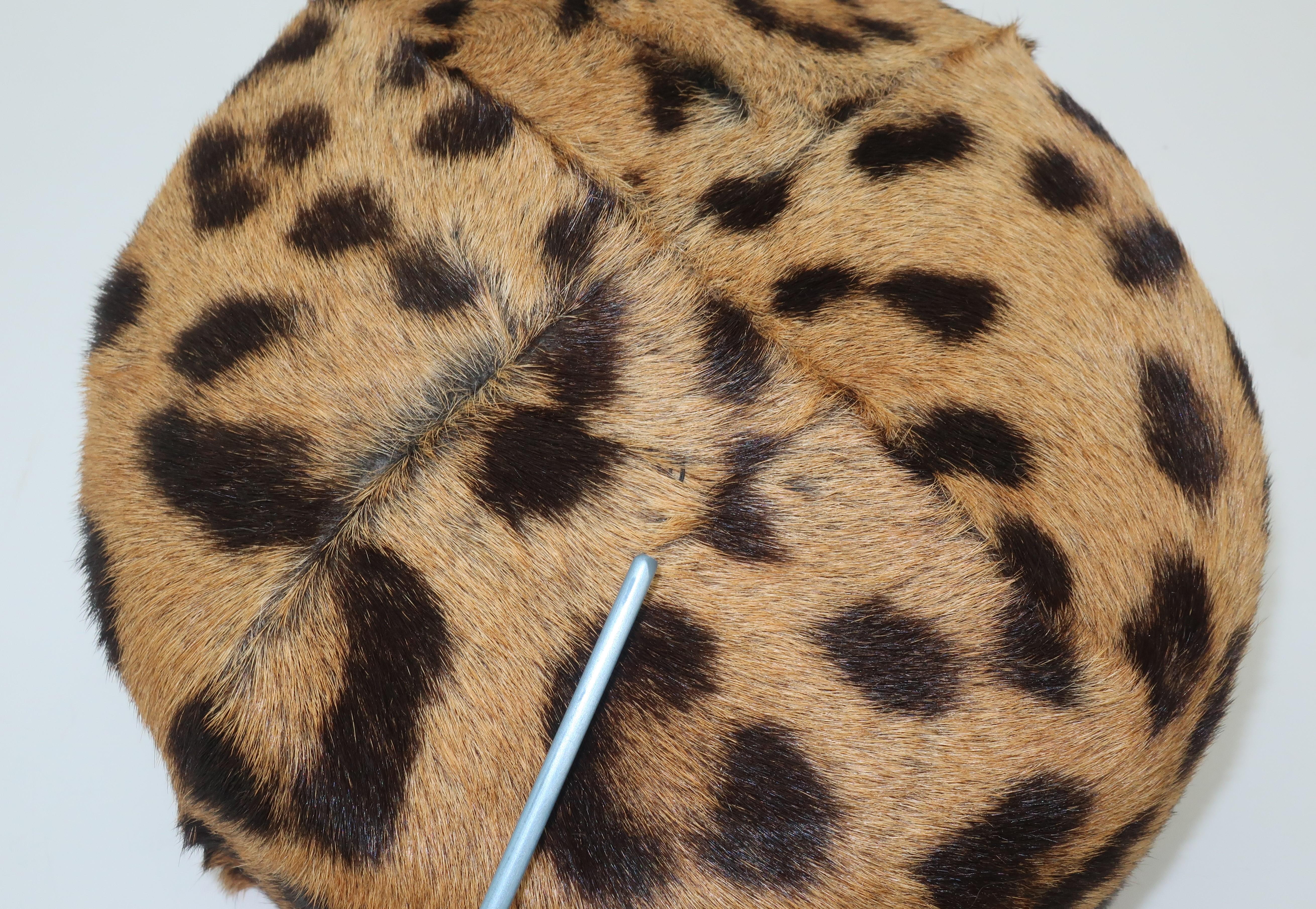 Women's 1950’s Leopard Print Fur Pillbox Hat