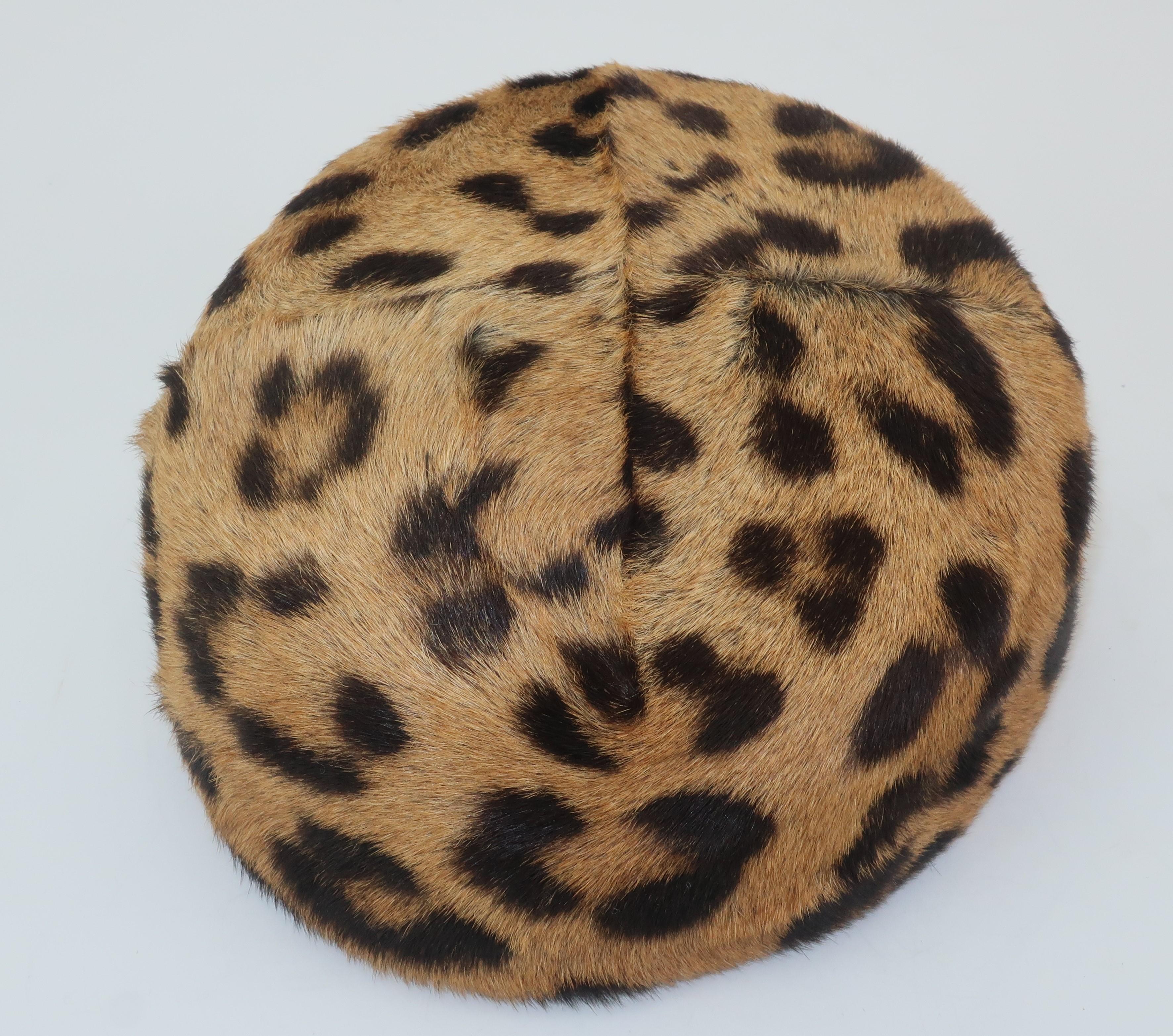 Gray 1950’s Leopard Print Fur Pillbox Hat