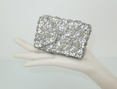 C.1960 Walborg Silver Sequin & Seed Bead Cigarette Case