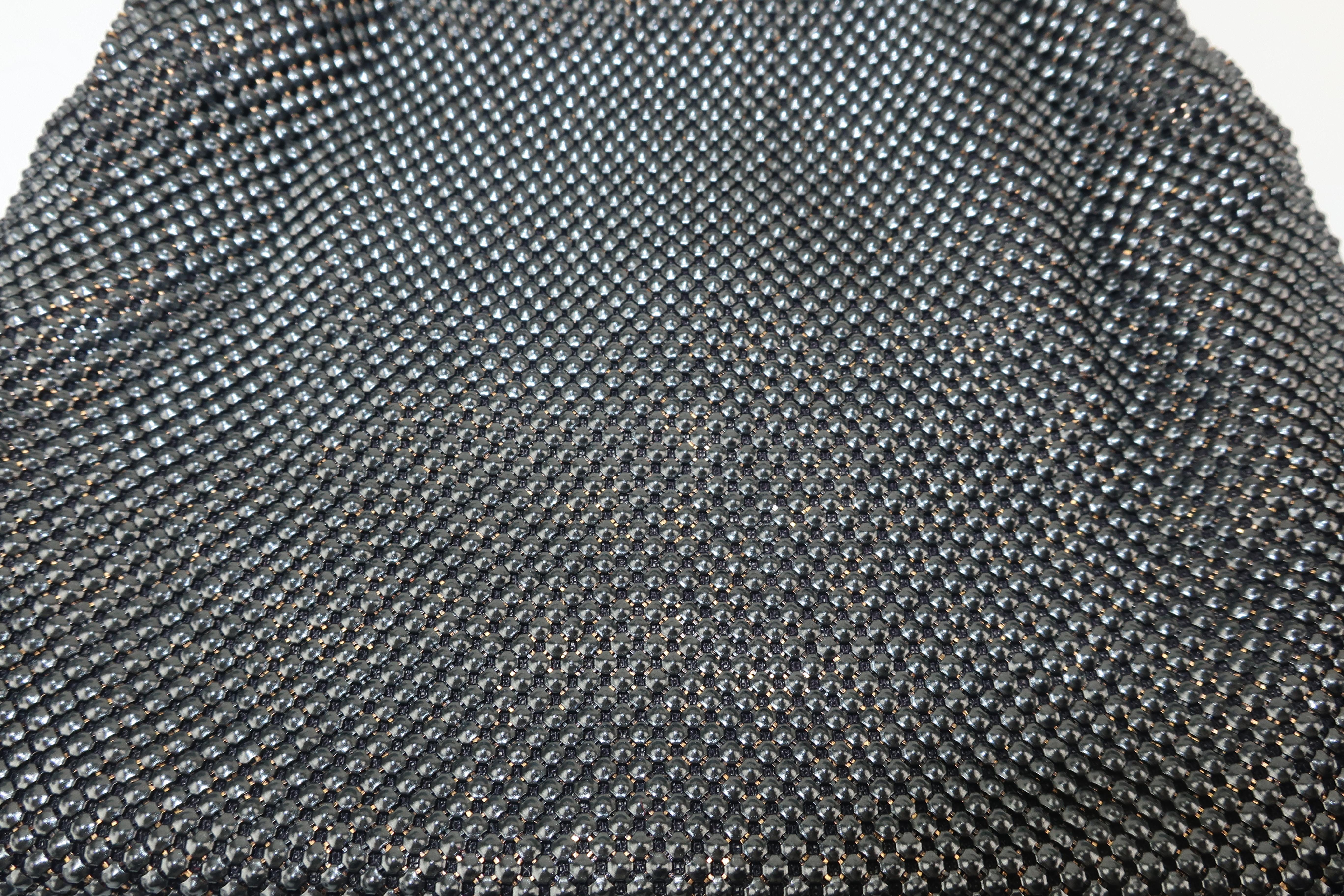 1950’s Whiting & Davis Gunmetal Black & Gold Mesh Evening Handbag 1