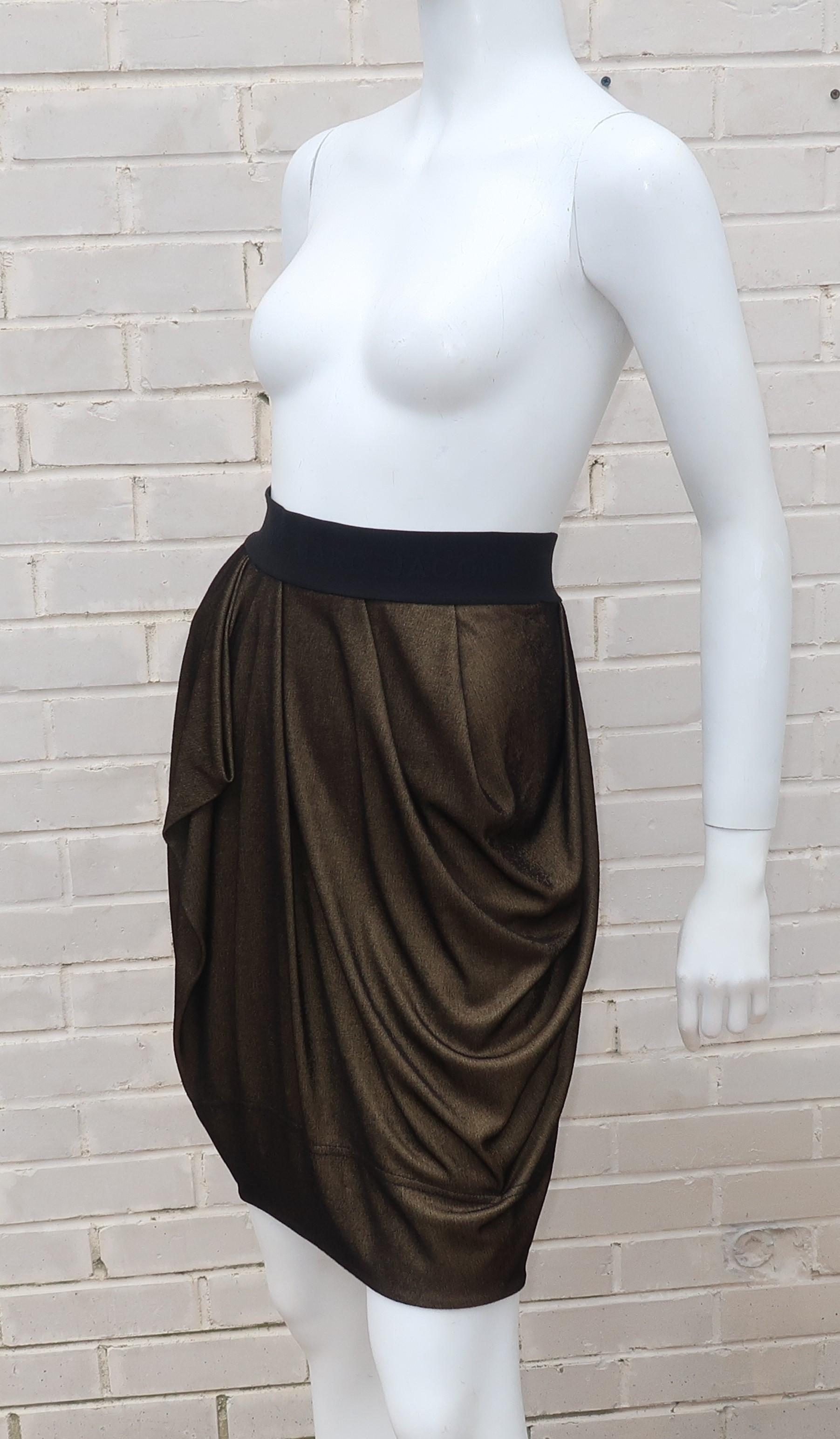 Women's Marc Jacobs Bronzed Black Jersey Draped Bubble Skirt