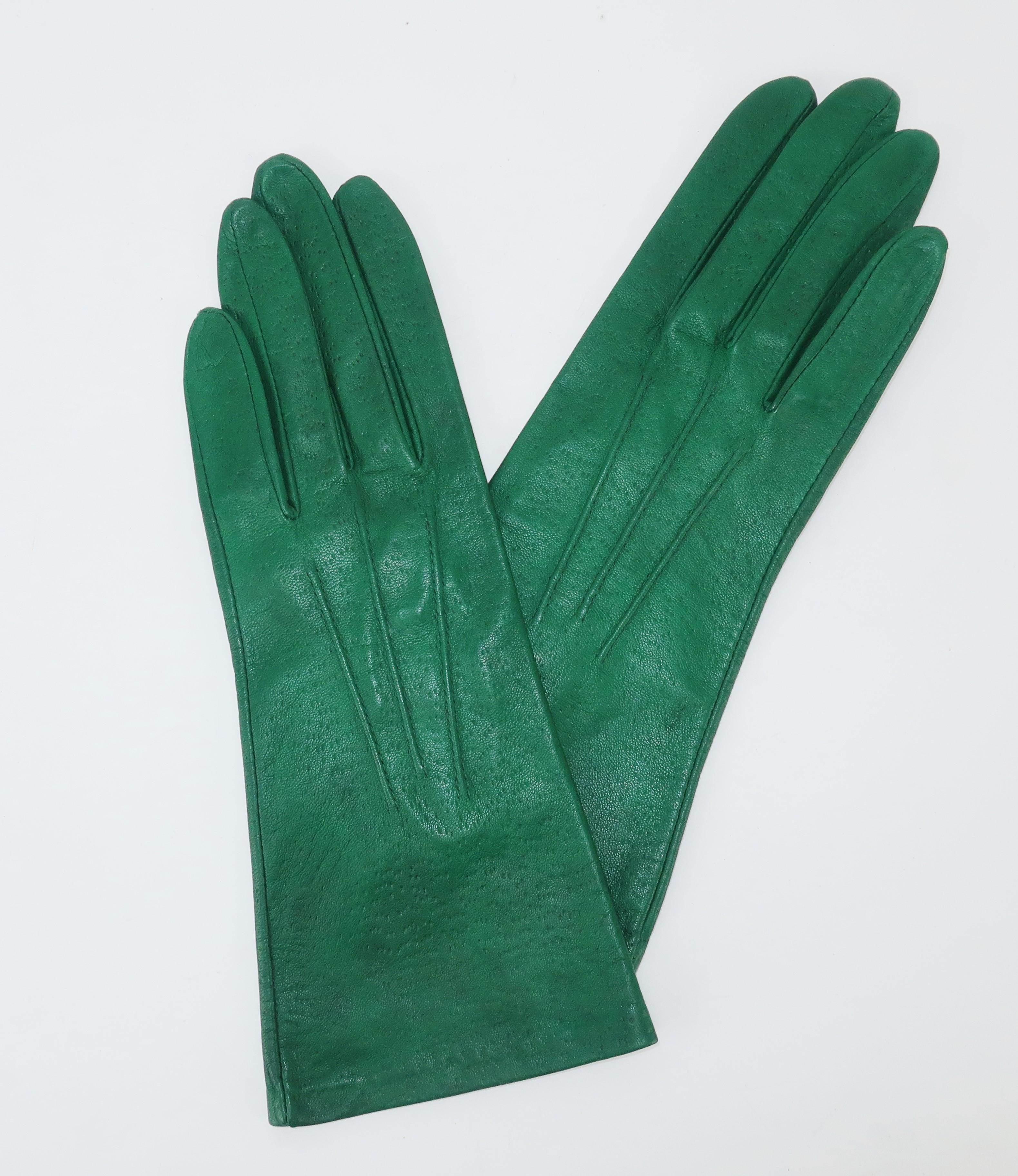 emerald green leather gloves