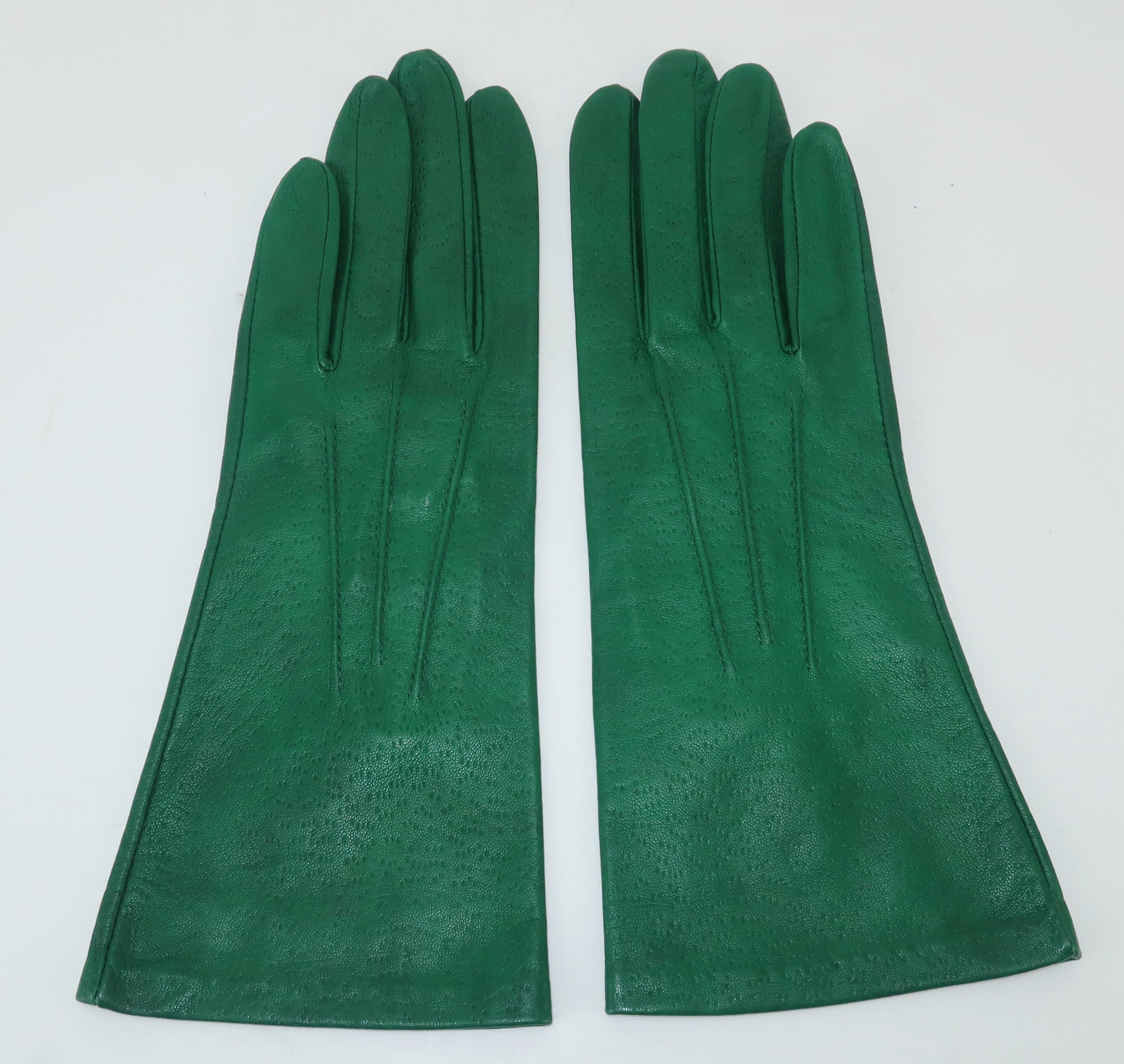 leather gloves green