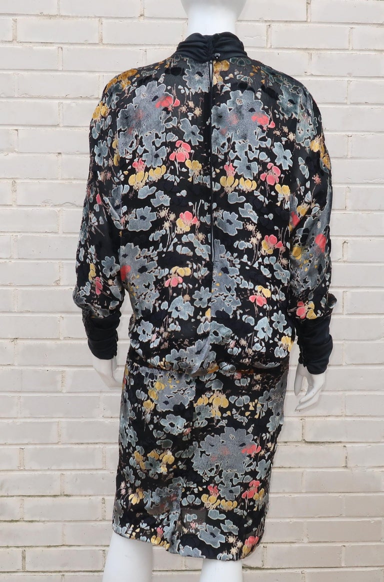 1980s Spiral Bias Cut Pink Silk Metallic Judy Hornby Dress