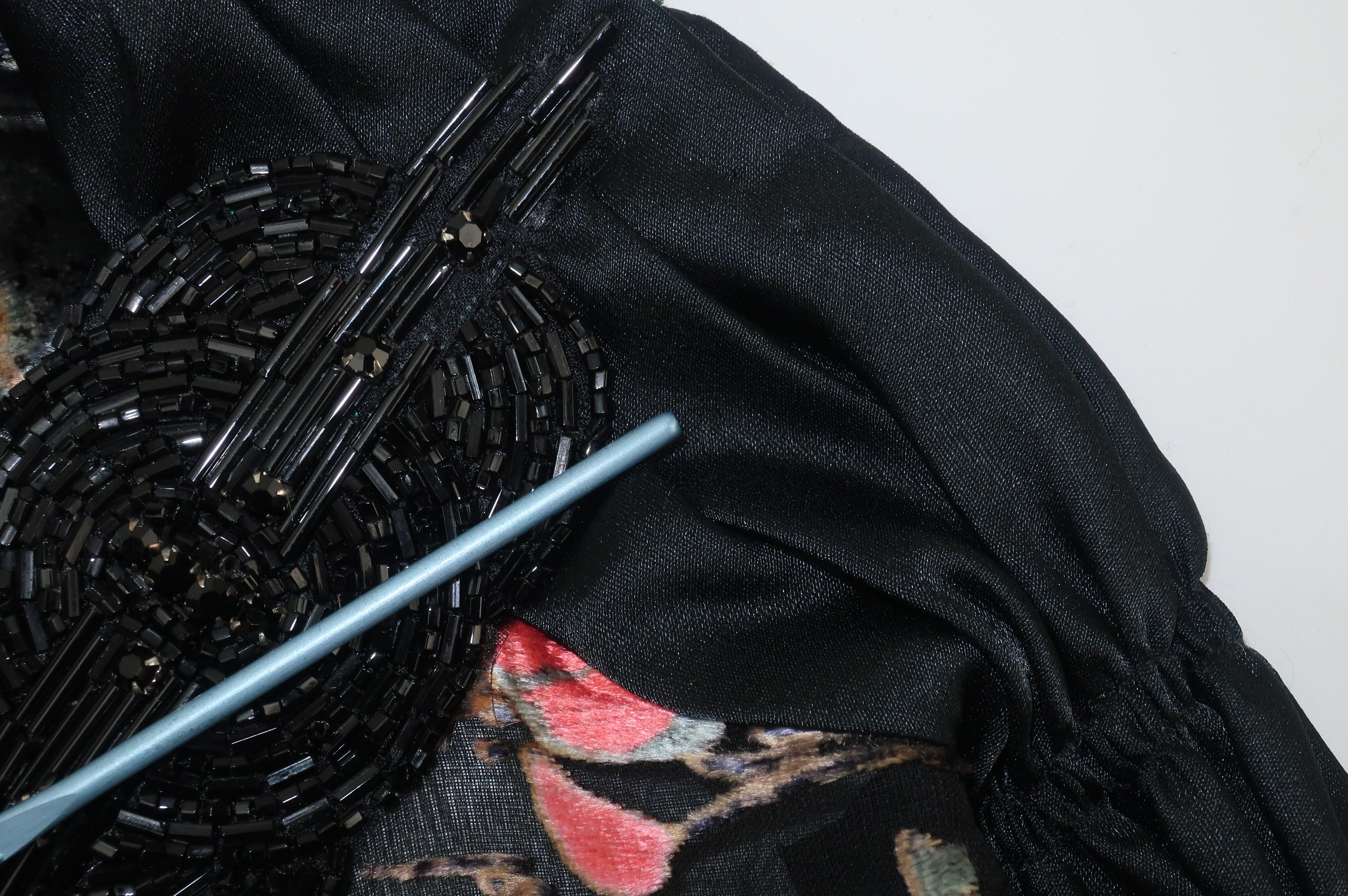 C.1980 Judy Hornby Couture Silk Cut Velvet Flapper Style Dress 7