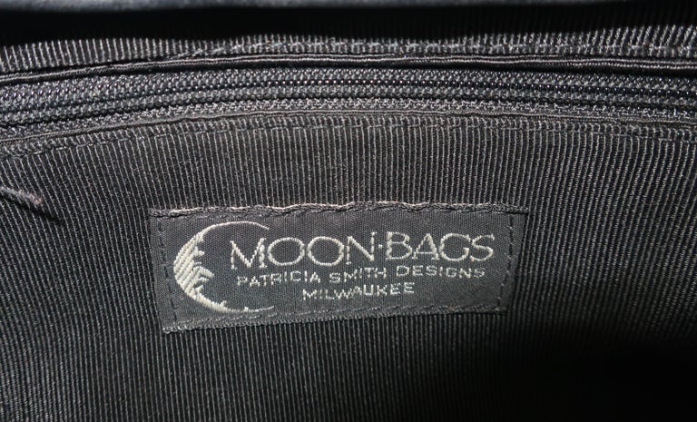 1980's Moon Bags Needlepoint Leather and Hand Painted Lacquer Wood ...