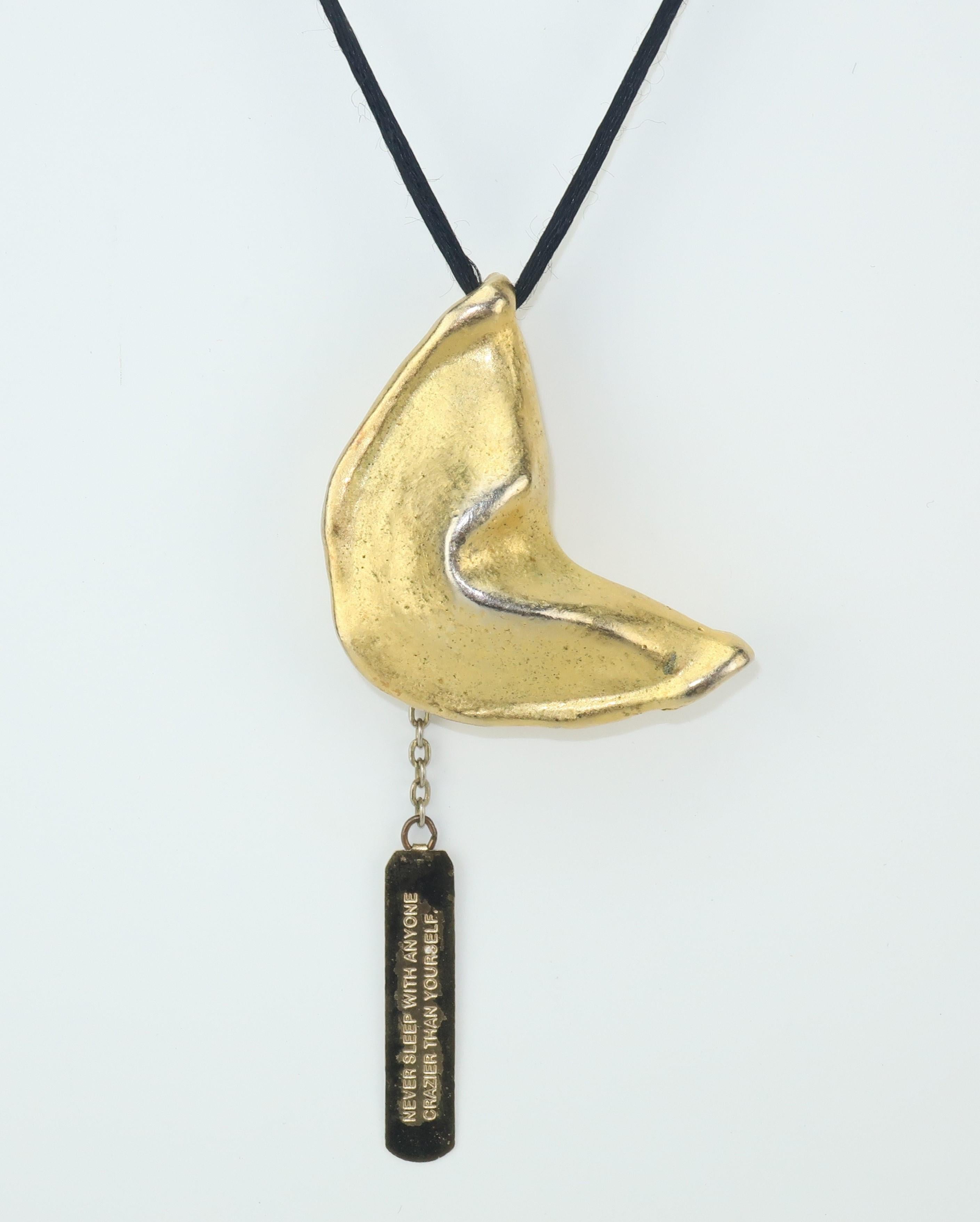 fortune cookie necklace gold