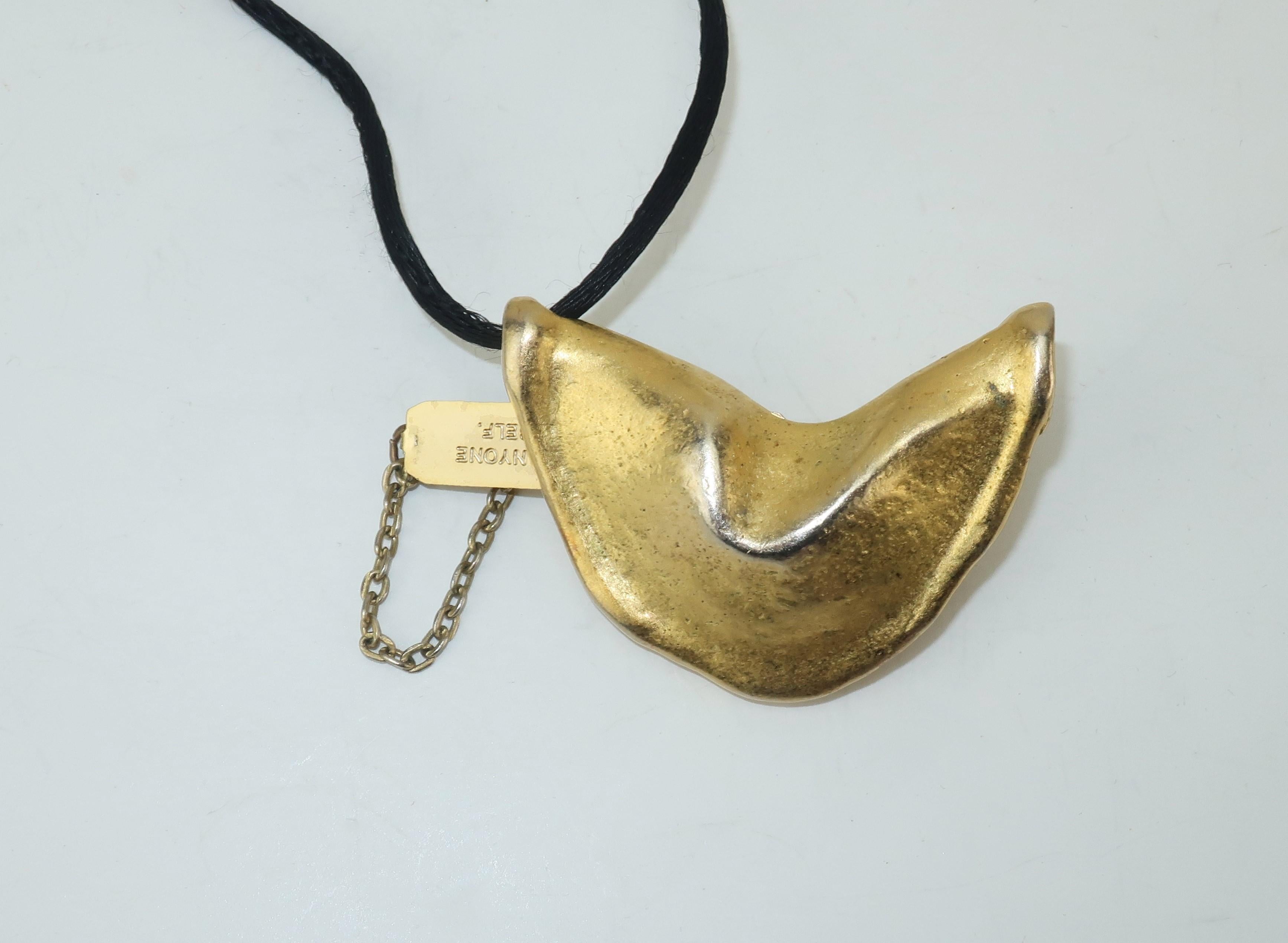 Women's Miriam Haskell Gold Tone Fortune Cookie Necklace