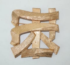 1960's Napier Gold Tone Asian Character Brooch & Cocktail Ring