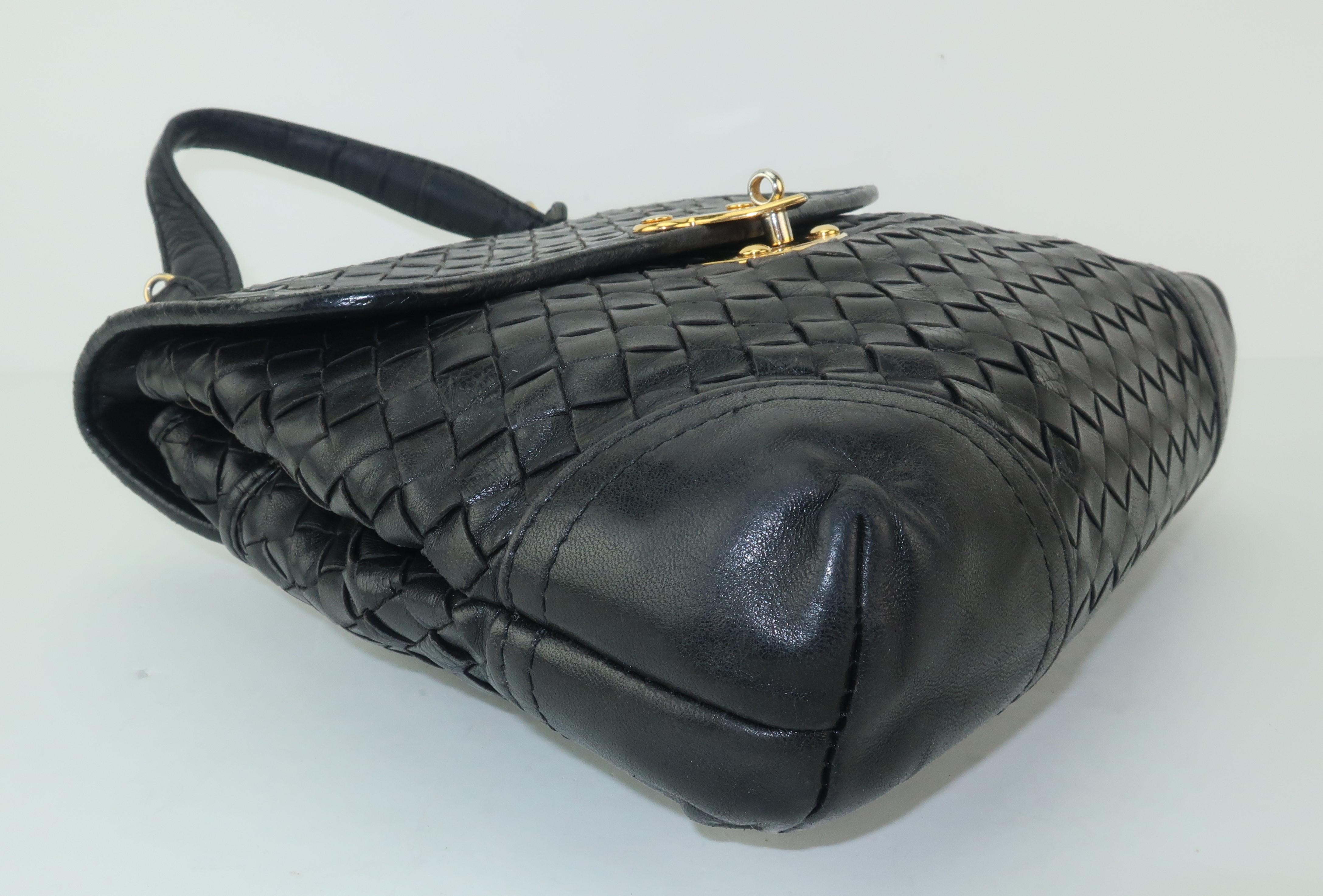 Bottega Veneta Black Intrecciato Leather Shoulder Handbag 2