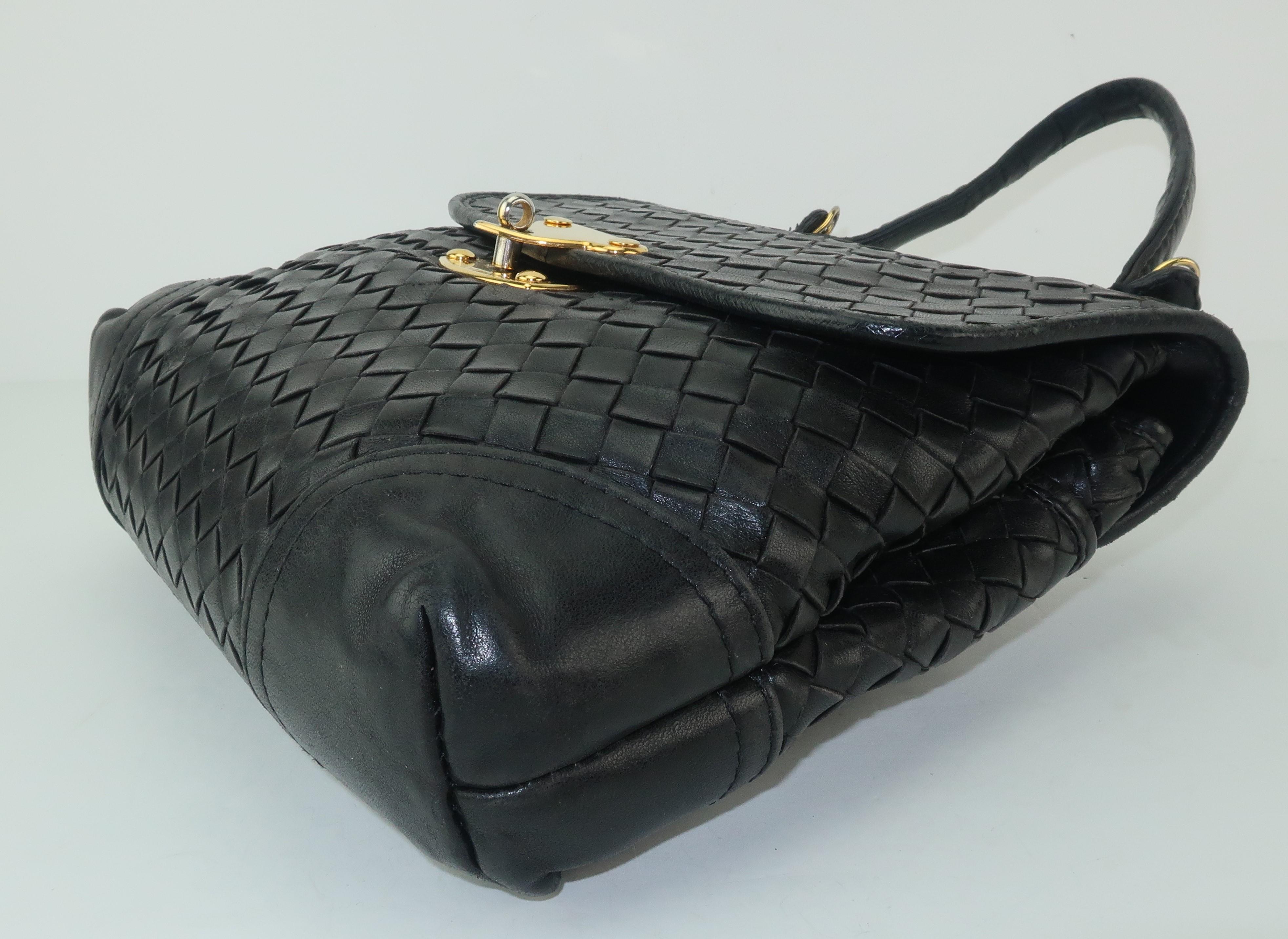 Bottega Veneta Black Intrecciato Leather Shoulder Handbag 3