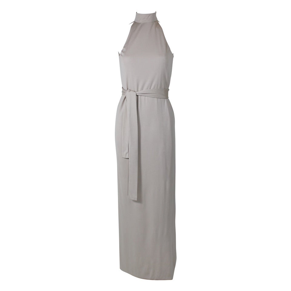 Norman Norell 1970s Cream Wool Evening Gown For Sale