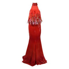Vintage 1990s Fabulous Iridescent and Ombré Sequin Halter Gown
