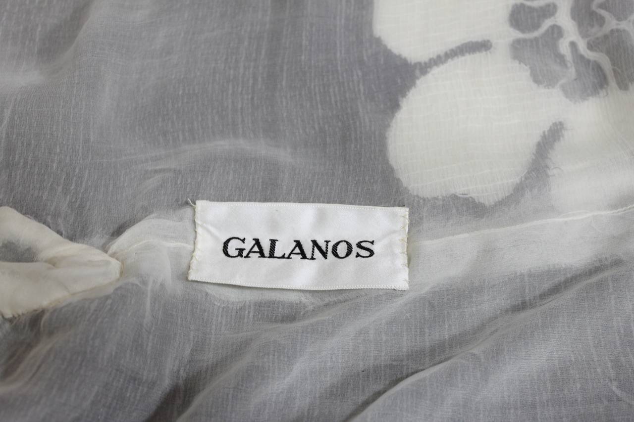 Galanos 1980s Monochrome Beaded Silk Floral Ensemble For Sale 5