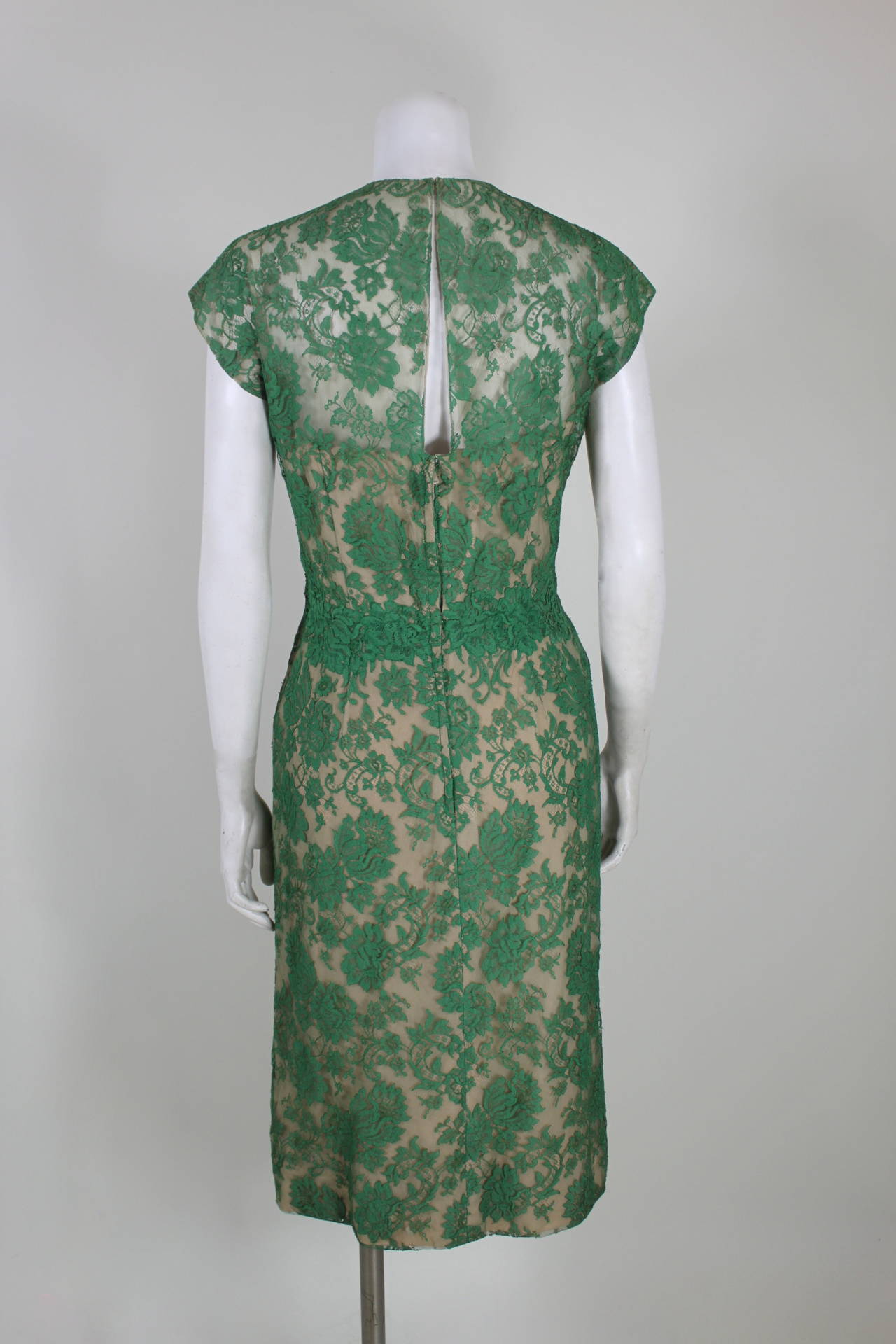 Peggy Hunt 1950s Green Lace Illusion Dress 2