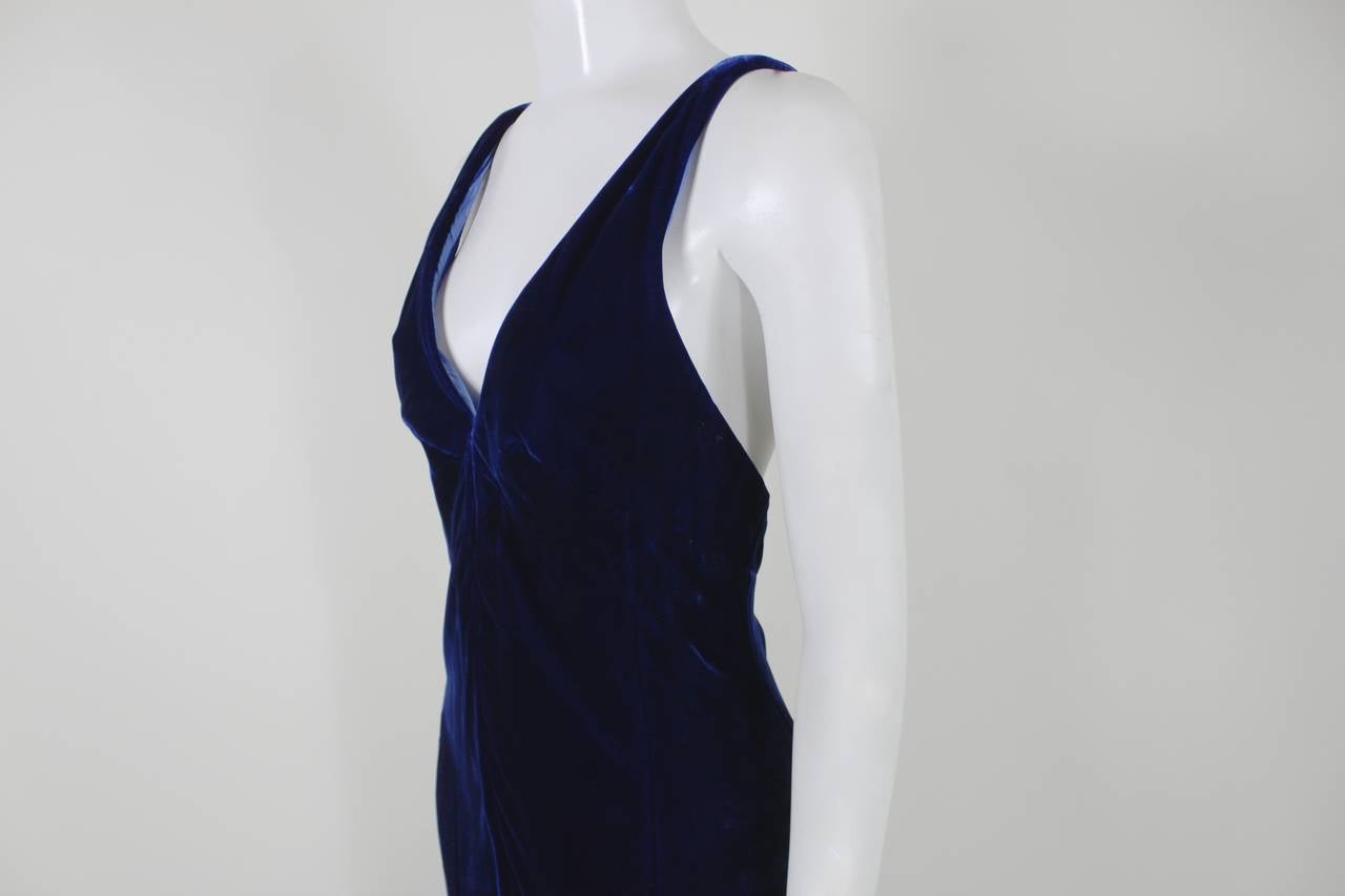 Jacqueline De Ribes Stunning Midnight Blue Velvet Evening Gown 1